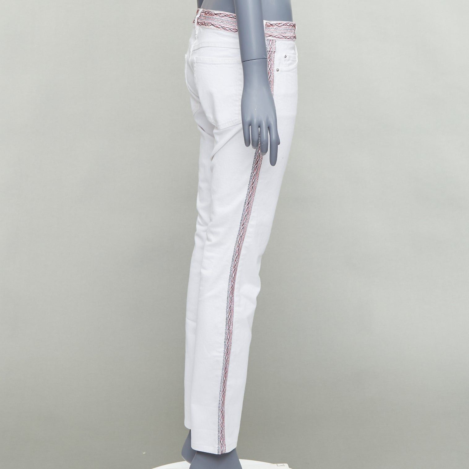 Isabel Marant ISABEL MARANT ETOILE white denim red black stitch detail jeans FR38 M Size 28" / US 6 / IT 42 - 4 Thumbnail