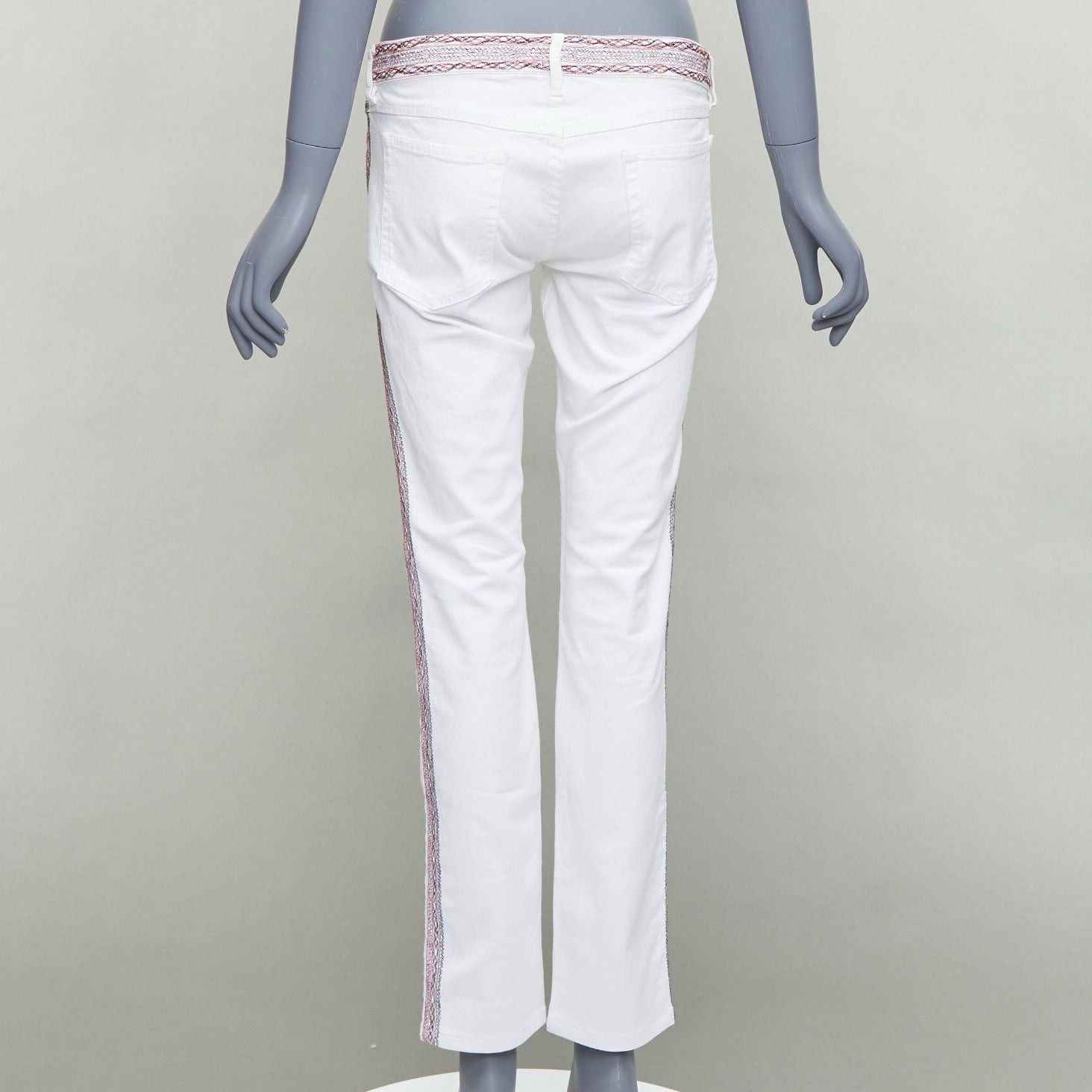 Isabel Marant ISABEL MARANT ETOILE white denim red black stitch detail jeans FR38 M Size 28" / US 6 / IT 42 - 5 Thumbnail