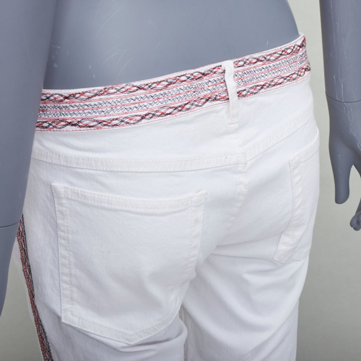 Isabel Marant ISABEL MARANT ETOILE white denim red black stitch detail jeans FR38 M Size 28" / US 6 / IT 42 - 7 Thumbnail