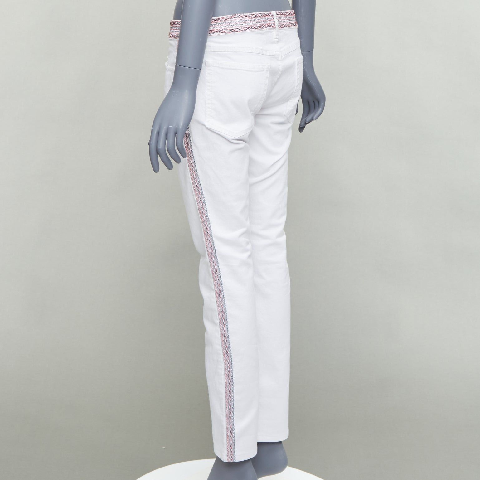 Isabel Marant ISABEL MARANT ETOILE white denim red black stitch detail jeans FR38 M Size 28" / US 6 / IT 42 - 6 Thumbnail