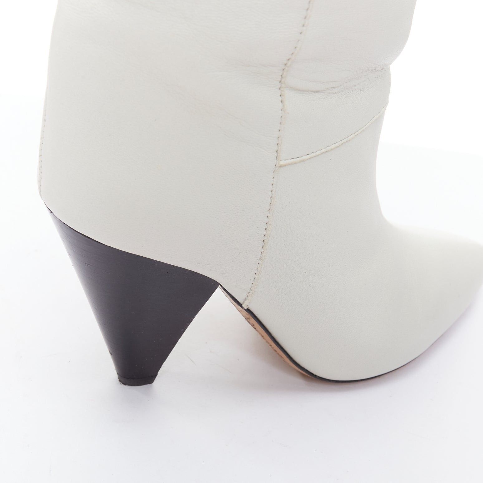 Isabel Marant ISABEL MARANT Rouxa off white leather black cone heel boots EU36 Size US 6 / IT 36 - 7 Thumbnail