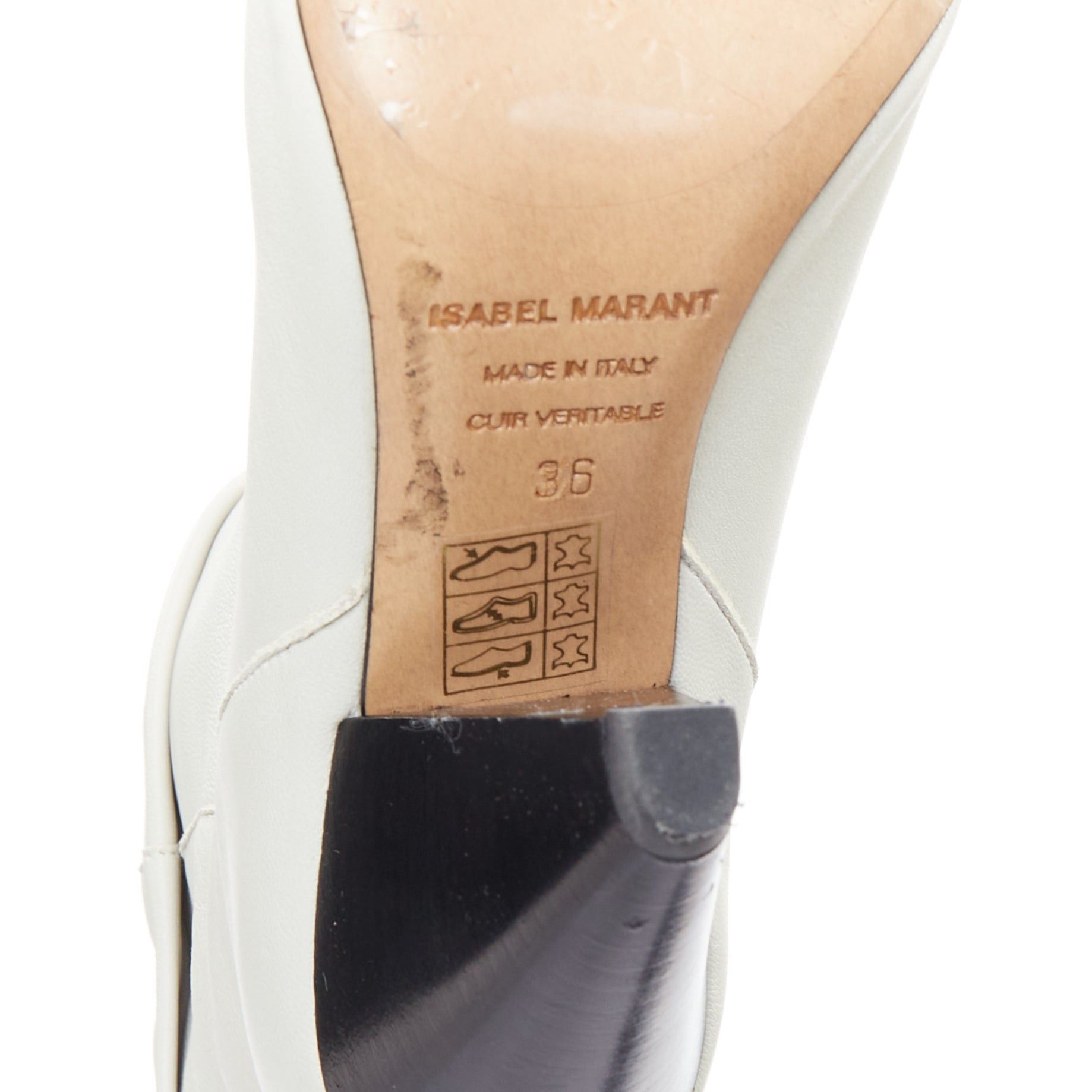 Isabel Marant ISABEL MARANT Rouxa off white leather black cone heel boots EU36 Size US 6 / IT 36 - 10 Thumbnail