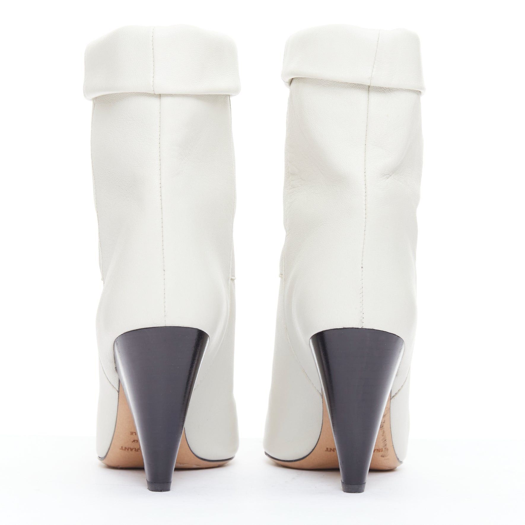 Isabel Marant ISABEL MARANT Rouxa off white leather black cone heel boots EU36 Size US 6 / IT 36 - 5 Thumbnail