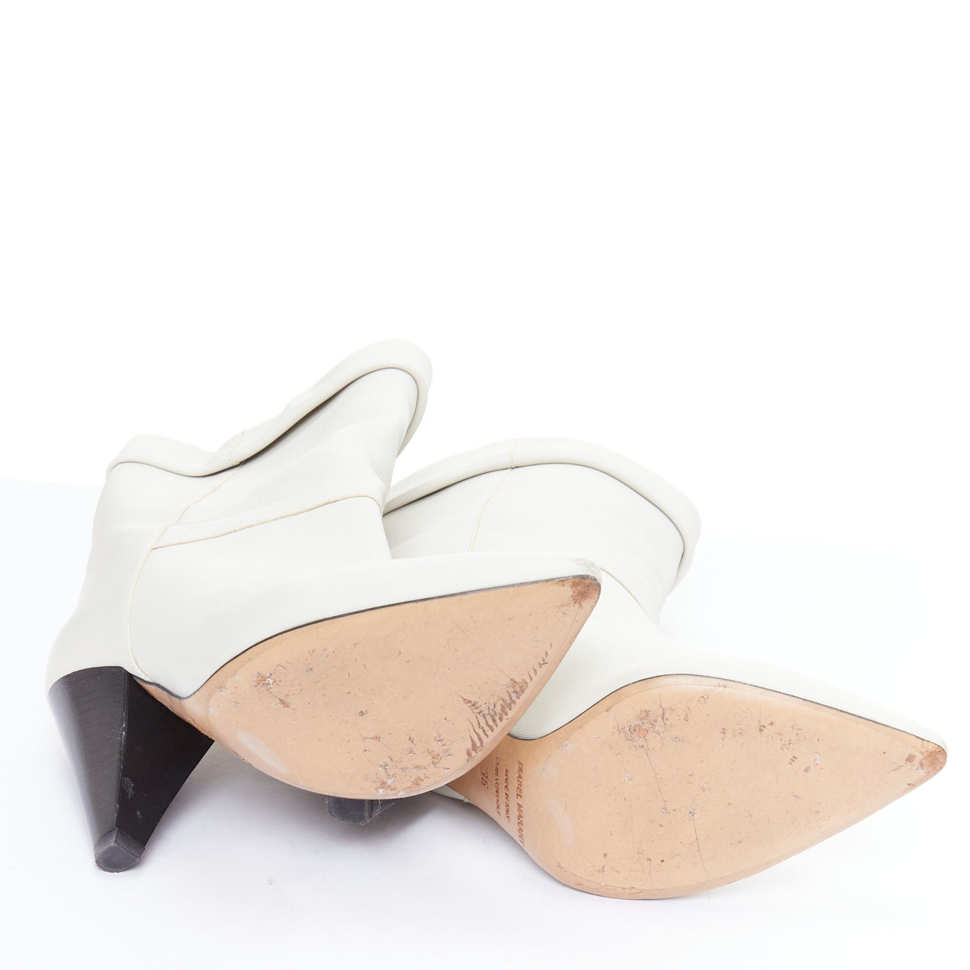 Isabel Marant ISABEL MARANT Rouxa off white leather black cone heel boots EU36 Size US 6 / IT 36 - 11 Thumbnail
