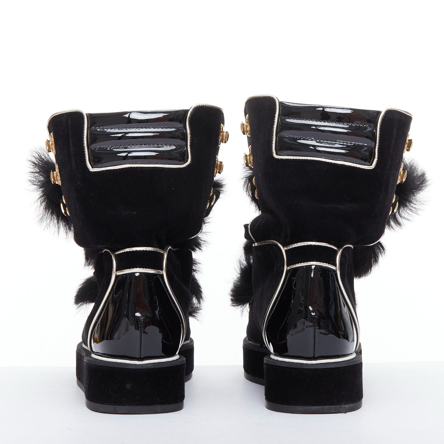 Nicholas Kirkwood NICHOLAS KIRKWOOD Polly Neige black patent fur trim snow boots Size US 7 / IT 37 - 5 Thumbnail