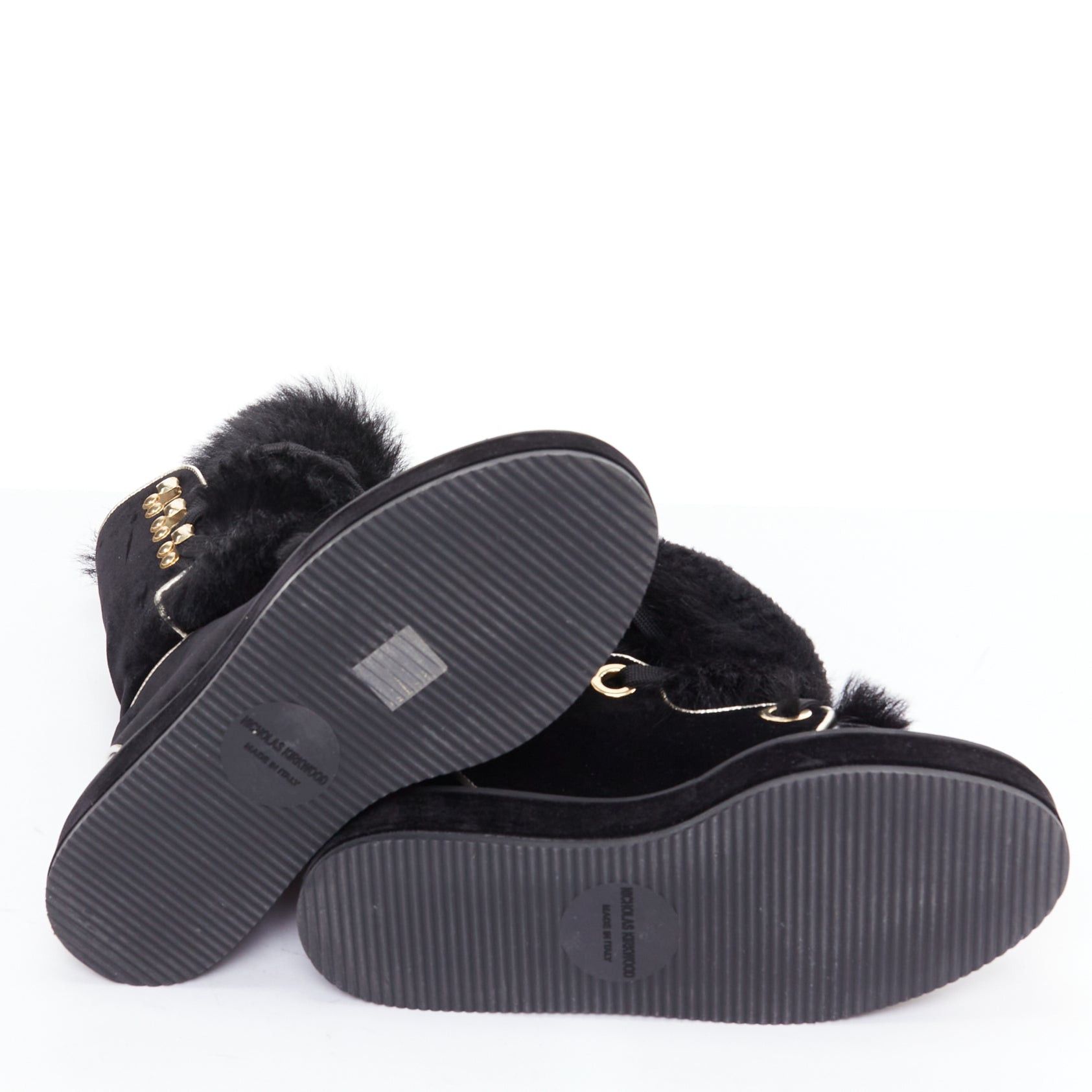 Nicholas Kirkwood NICHOLAS KIRKWOOD Polly Neige black patent fur trim snow boots Size US 7 / IT 37 - 11 Thumbnail