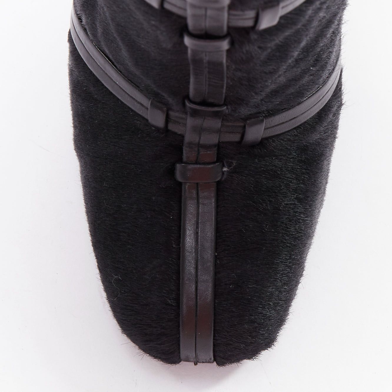 Tom Ford TOM FORD black ponyhair leather cage trim block heeled boots EU36 Size US 6 / IT 36 - 6 Thumbnail