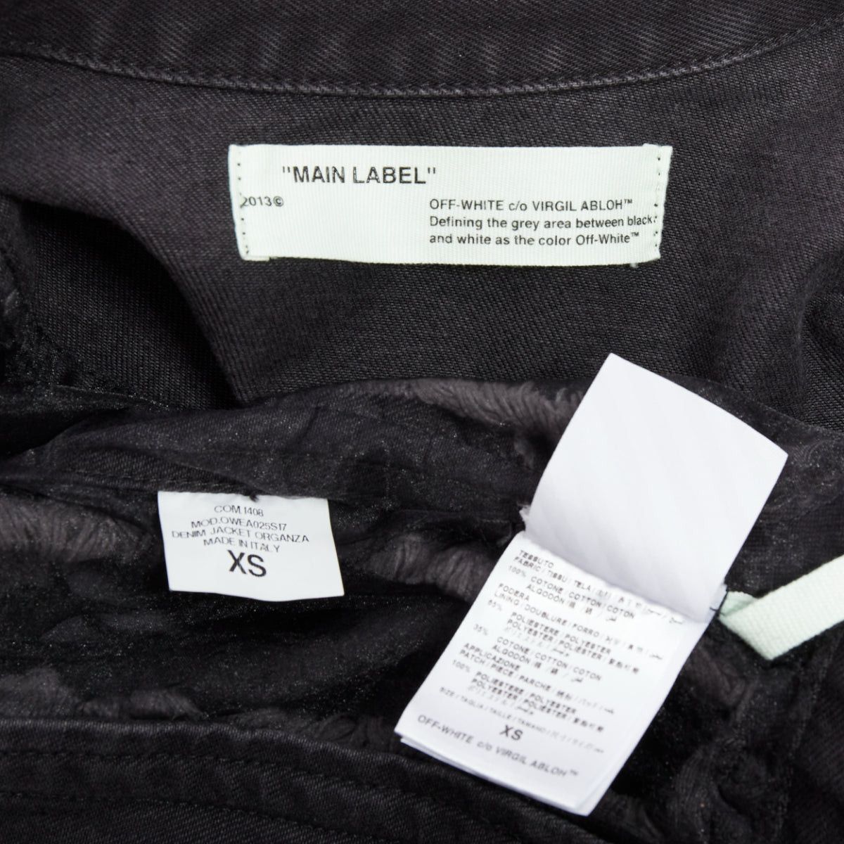 Off-White OFF WHITE black denim organza mesh panel frayed jacket XS Size S / US 4 / IT 40 - 8 Thumbnail