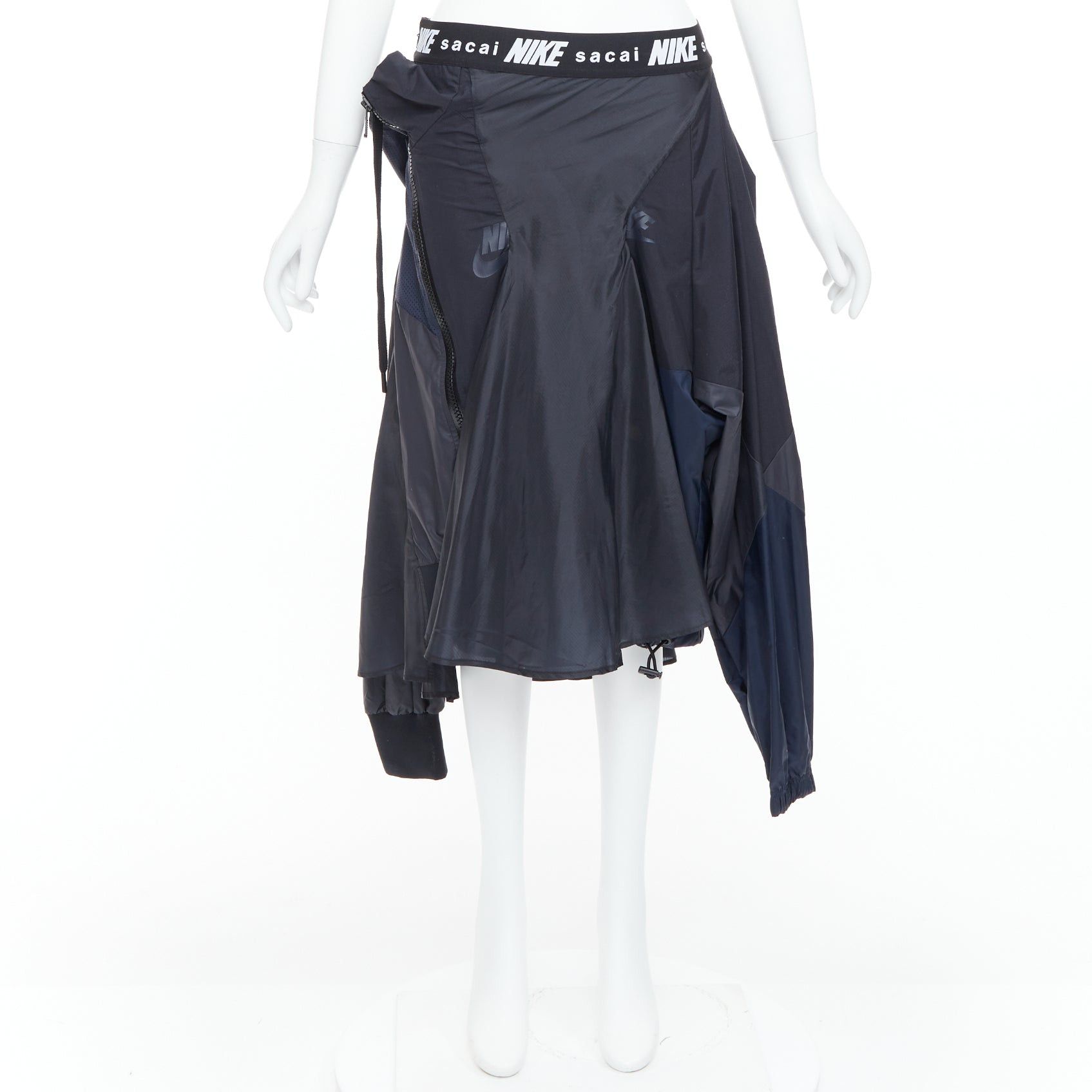 Sacai SACAI NIKE black navy nylon deconstructed windbreaker patchwork skirt S Size 27" / US 4 / IT 40 - 9 Thumbnail