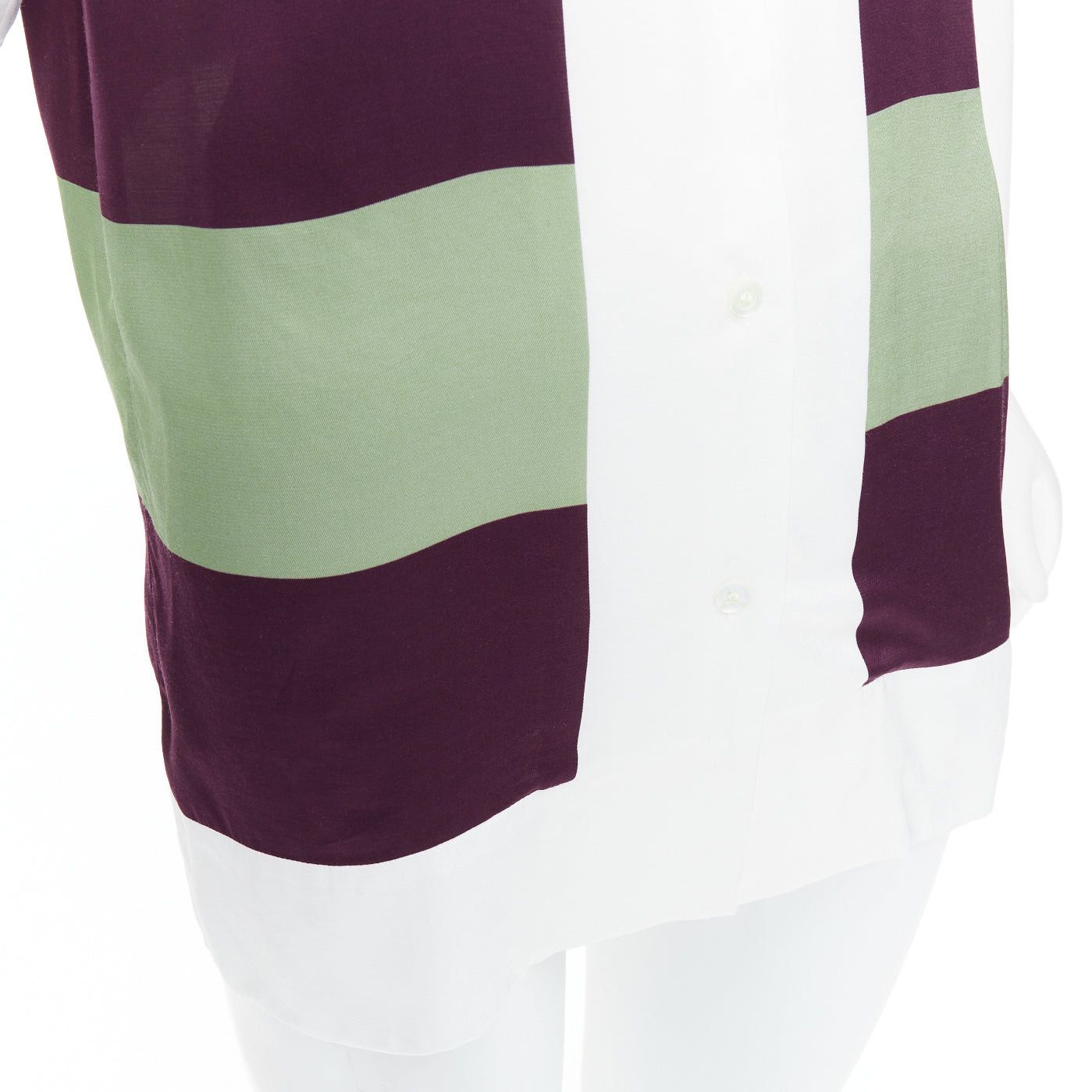 Dries Van Noten DRIES VAN NOTEN Clive 8142 green purple striped bowling shirt FR34 XS Size XS / US 0-2 / IT 36-38 - 7 Thumbnail