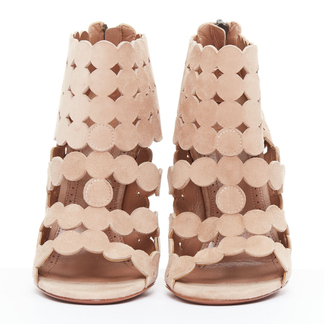 Alaia ALAIA nude leather scallop cut out caged high heeled sandals EU35 Size US 5 / IT 35 - 3 Thumbnail