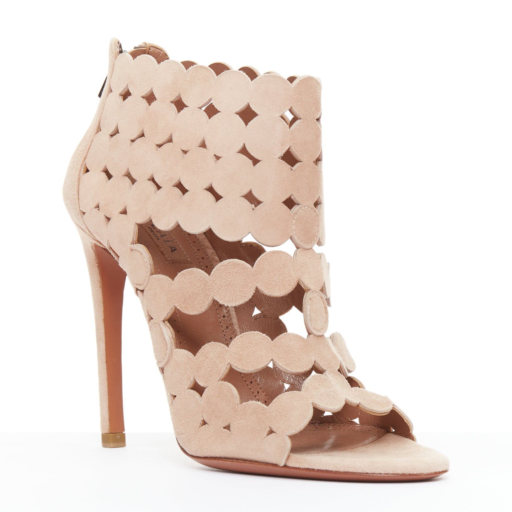 Alaia ALAIA nude leather scallop cut out caged high heeled sandals EU35 Size US 5 / IT 35 - 2 Thumbnail
