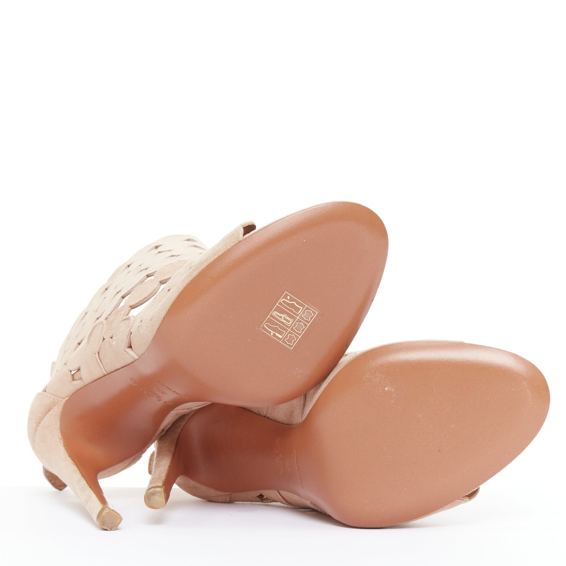 Alaia ALAIA nude leather scallop cut out caged high heeled sandals EU35 Size US 5 / IT 35 - 12 Thumbnail