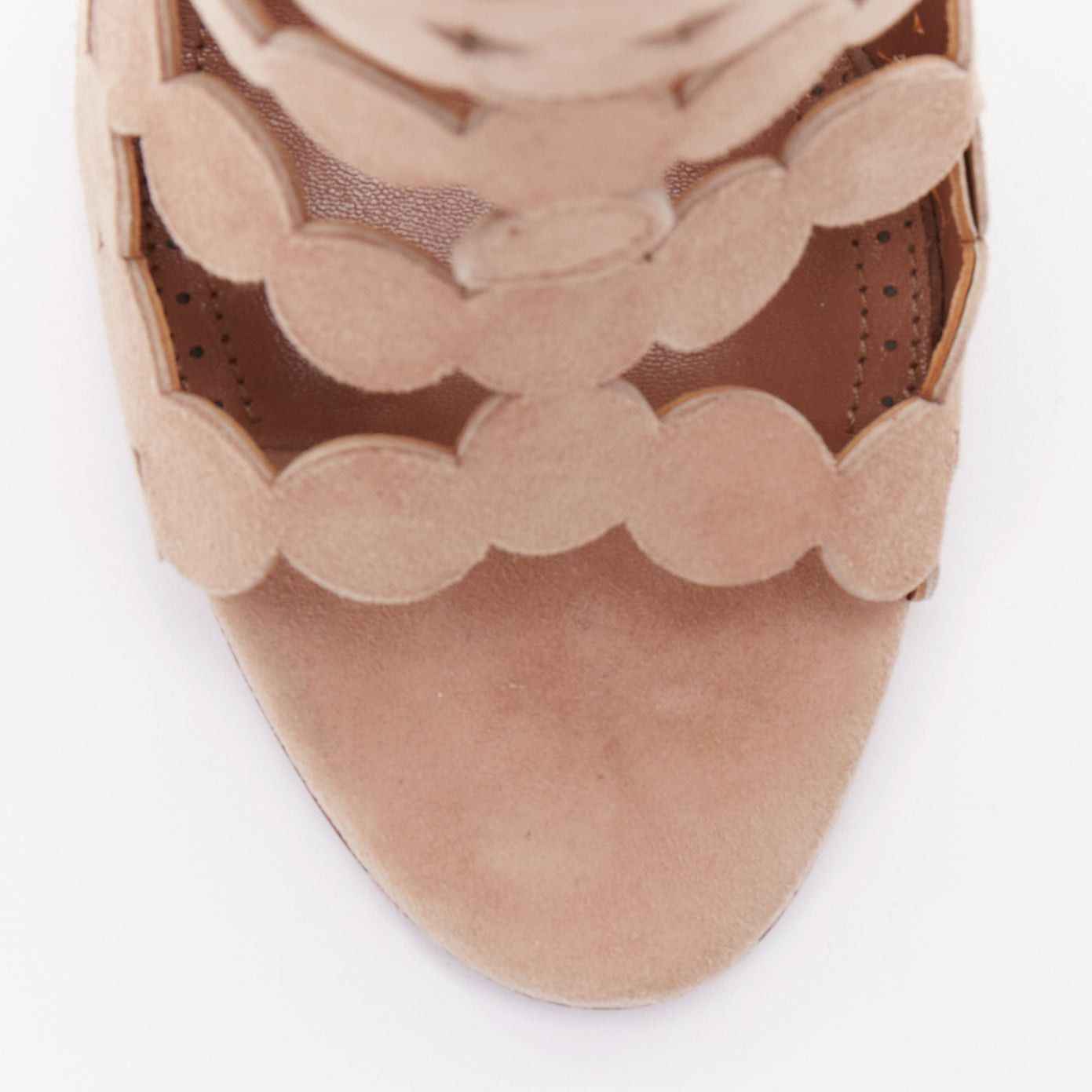 Alaia ALAIA nude leather scallop cut out caged high heeled sandals EU35 Size US 5 / IT 35 - 6 Thumbnail