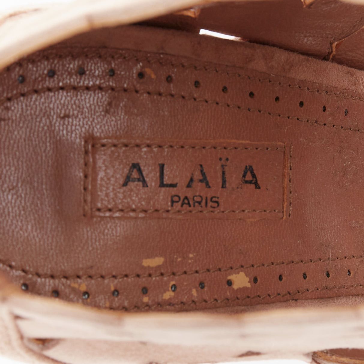 Alaia ALAIA nude leather scallop cut out caged high heeled sandals EU35 Size US 5 / IT 35 - 10 Thumbnail