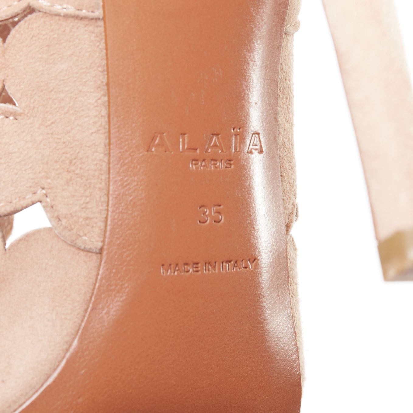 Alaia ALAIA nude leather scallop cut out caged high heeled sandals EU35 Size US 5 / IT 35 - 11 Thumbnail