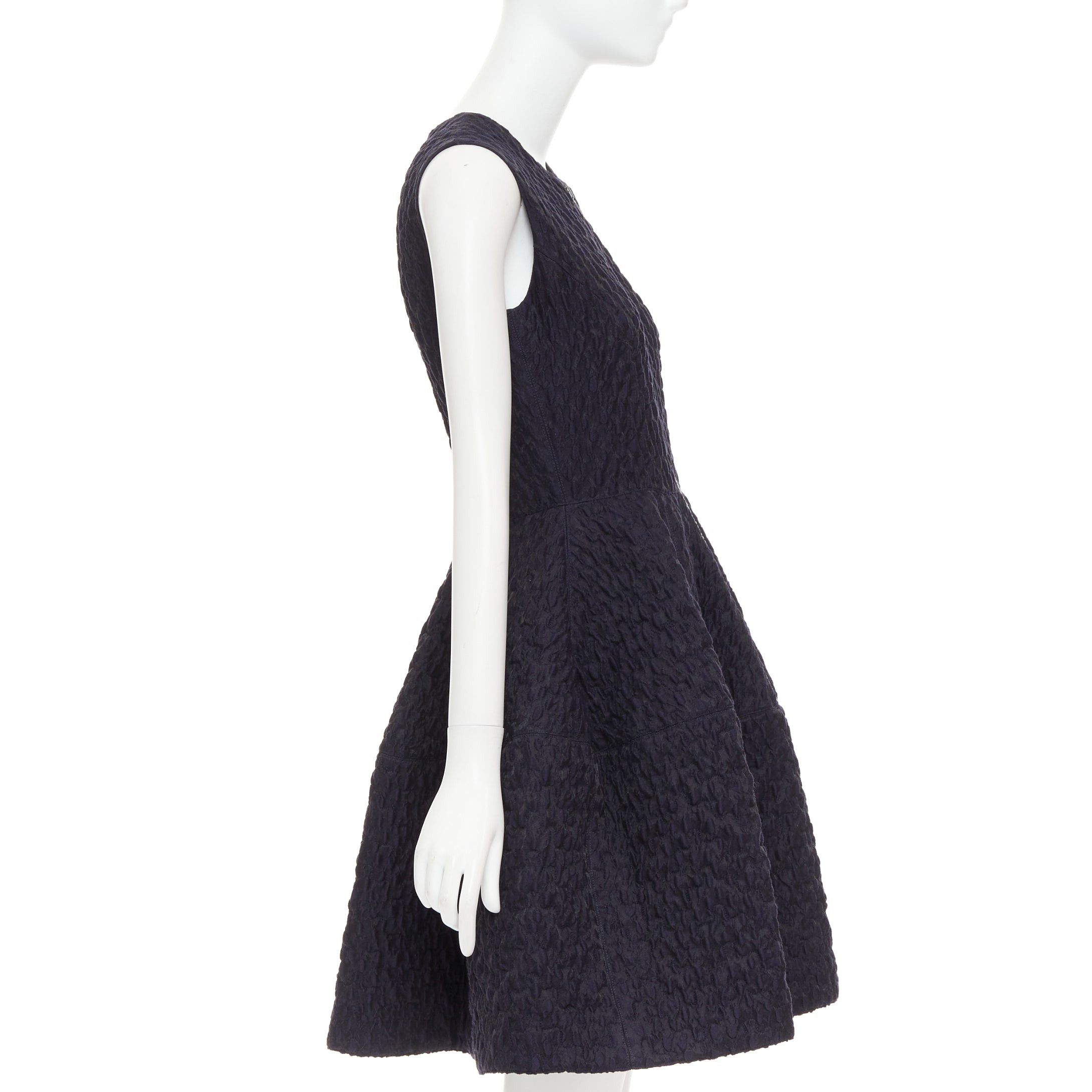 ANAIS JOURDEN JOURDEN ANAIS navy blue black wool blend cloque fit flare cocktail dress FR38 M Size M / US 6-8 / IT 42-44 - 4 Thumbnail