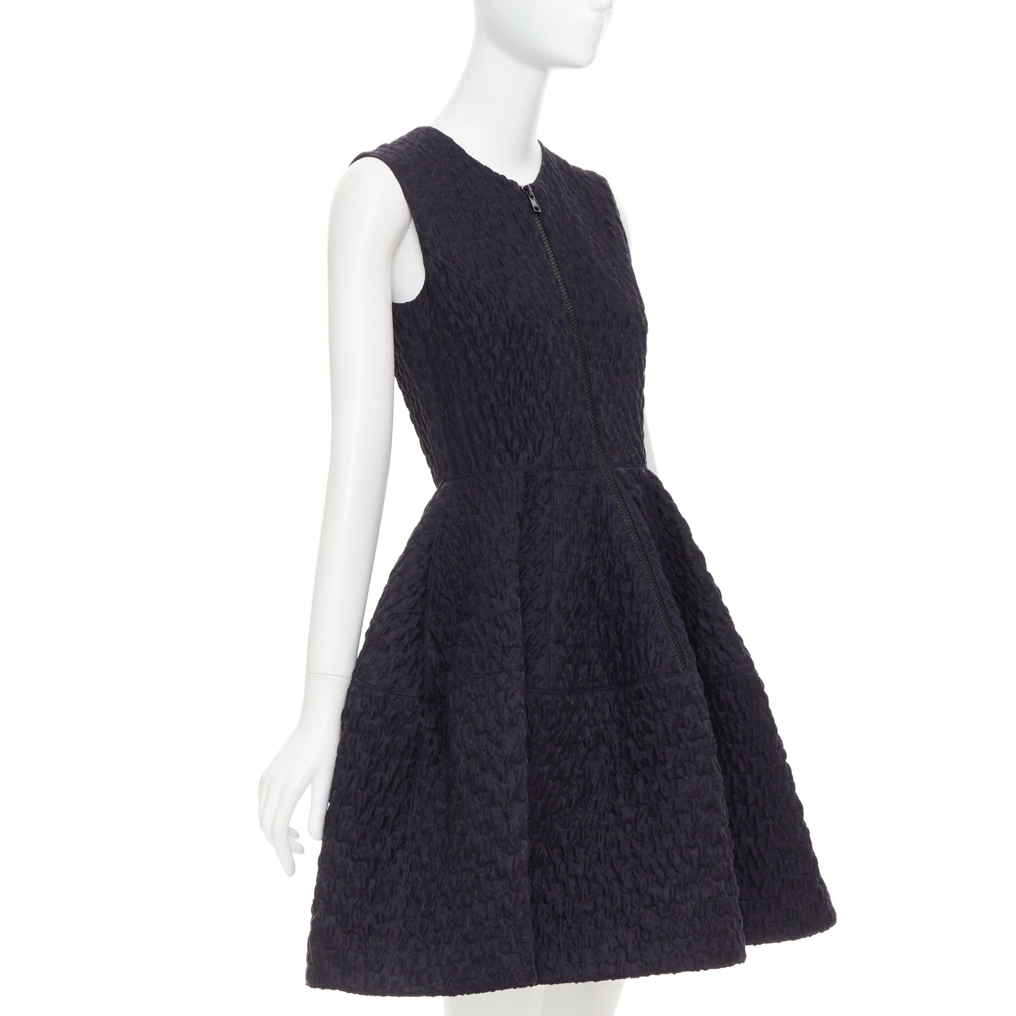 ANAIS JOURDEN JOURDEN ANAIS navy blue black wool blend cloque fit flare cocktail dress FR38 M Size M / US 6-8 / IT 42-44 - 3 Thumbnail