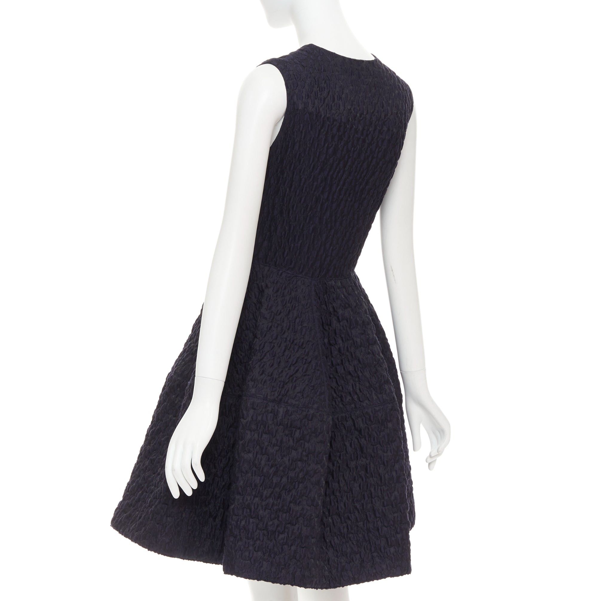 ANAIS JOURDEN JOURDEN ANAIS navy blue black wool blend cloque fit flare cocktail dress FR38 M Size M / US 6-8 / IT 42-44 - 6 Thumbnail