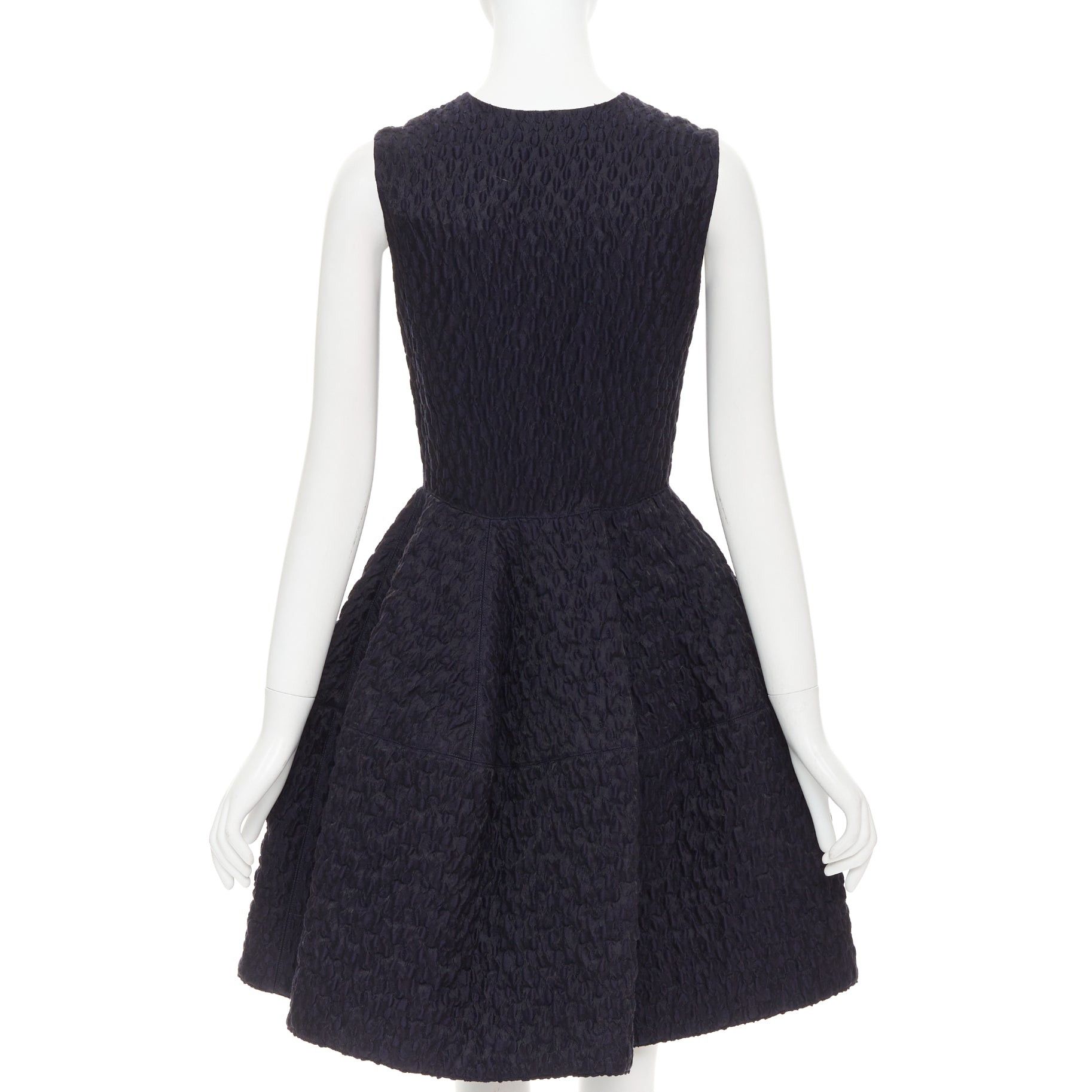 ANAIS JOURDEN JOURDEN ANAIS navy blue black wool blend cloque fit flare cocktail dress FR38 M Size M / US 6-8 / IT 42-44 - 5 Thumbnail