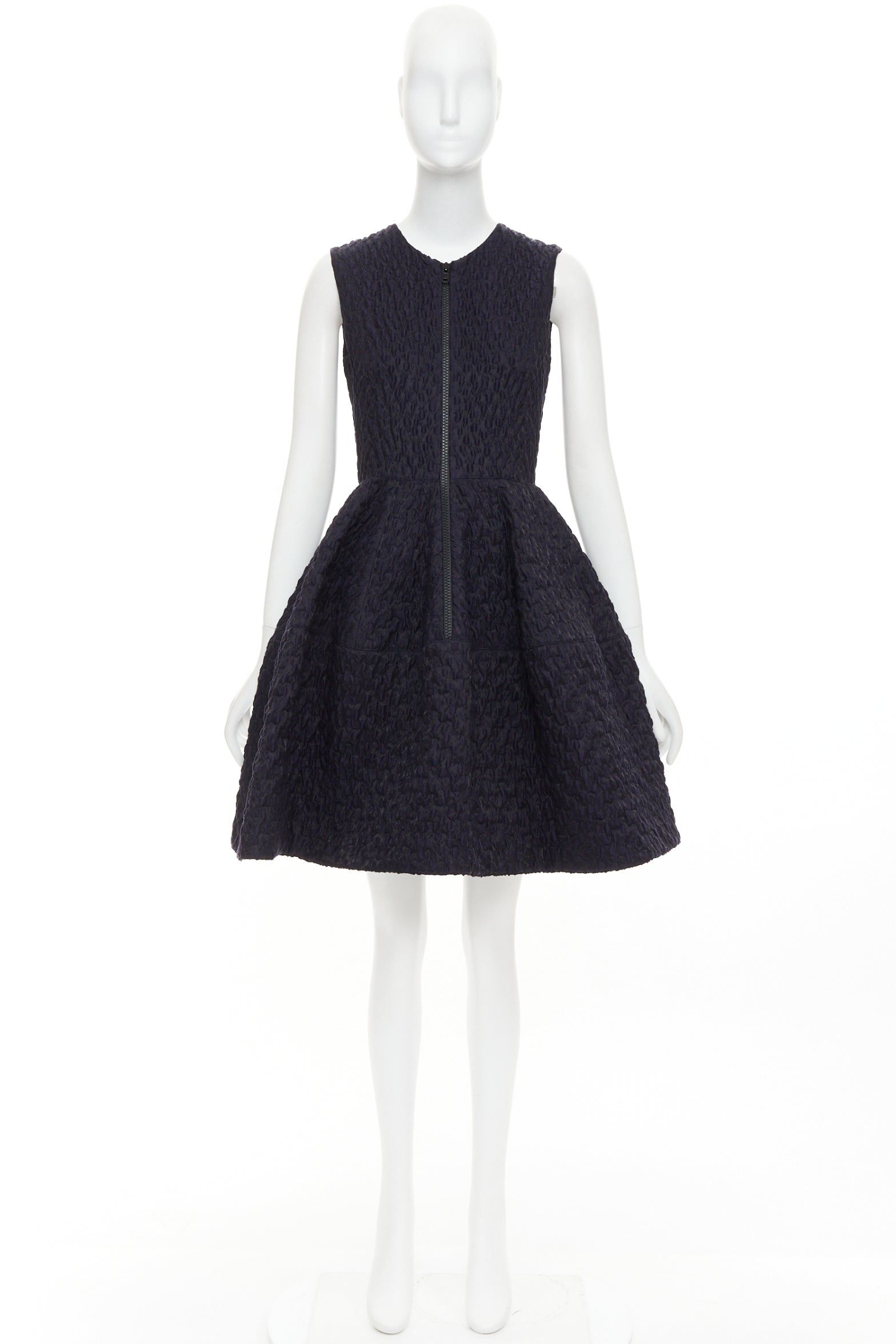 ANAIS JOURDEN JOURDEN ANAIS navy blue black wool blend cloque fit flare cocktail dress FR38 M Size M / US 6-8 / IT 42-44 - 9 Thumbnail