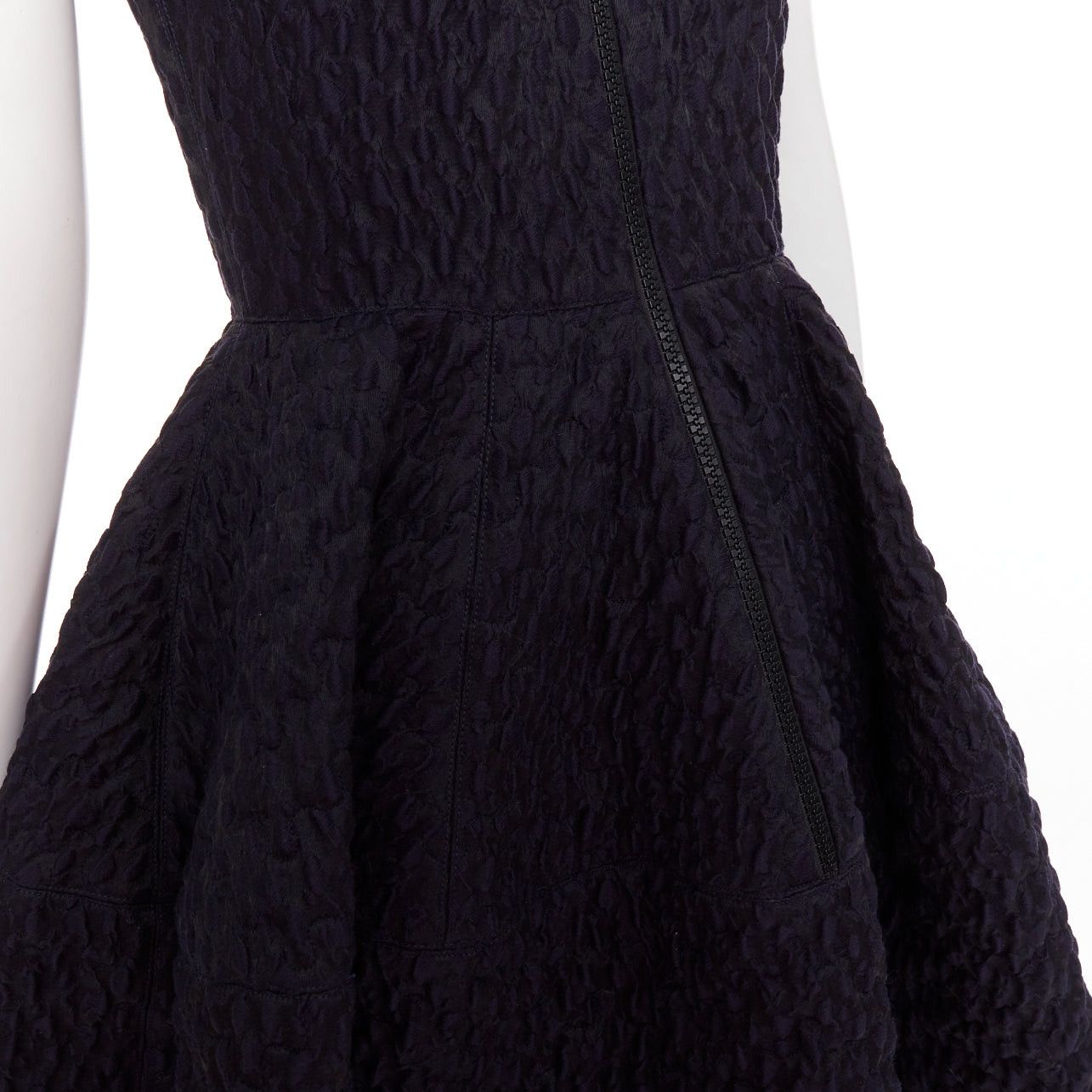 ANAIS JOURDEN JOURDEN ANAIS navy blue black wool blend cloque fit flare cocktail dress FR38 M Size M / US 6-8 / IT 42-44 - 2 Thumbnail