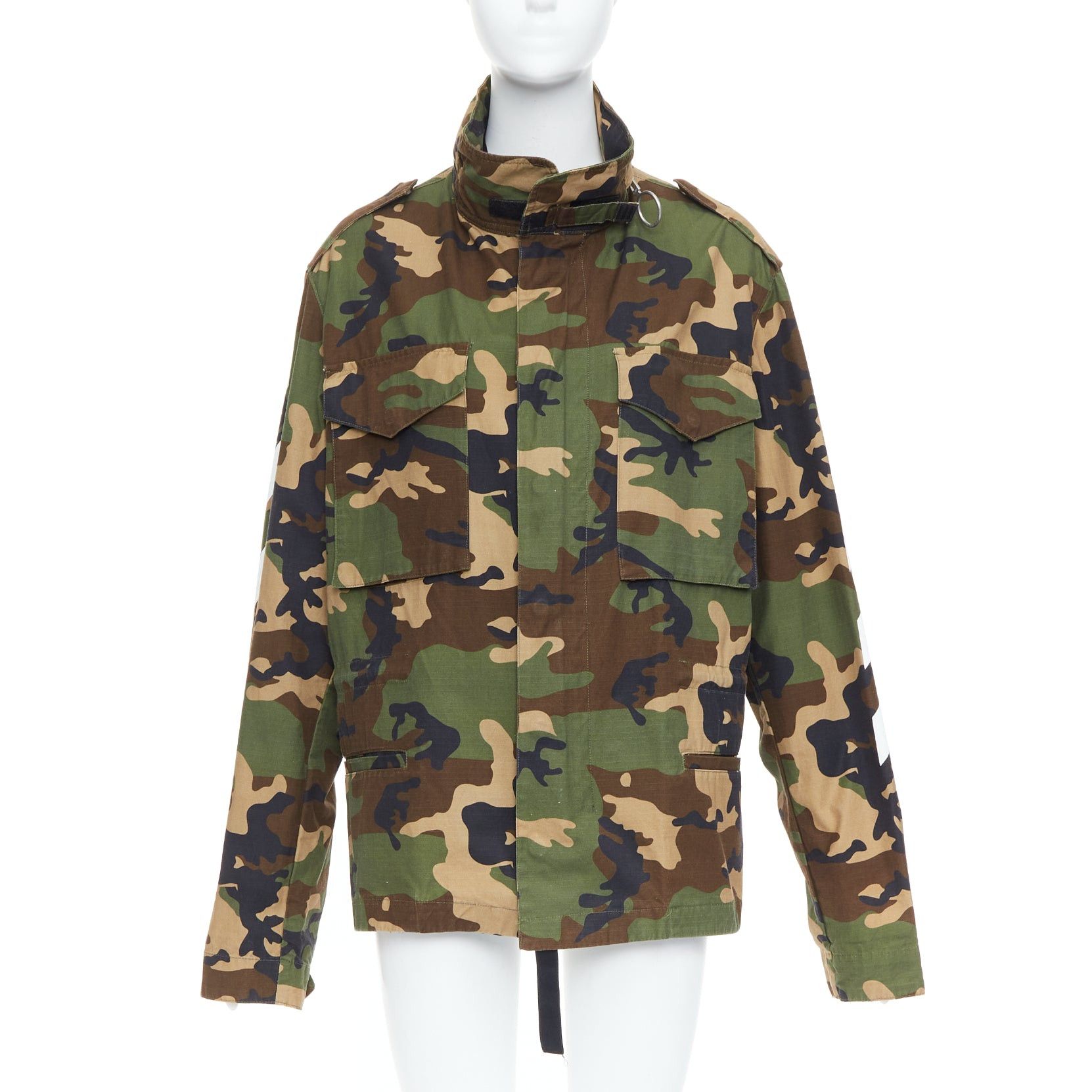 Off-White OFF WHITE Virgil Abloh green Camo cotton white logo field jacket M Size M / US 6-8 / IT 42-44 - 2 Thumbnail