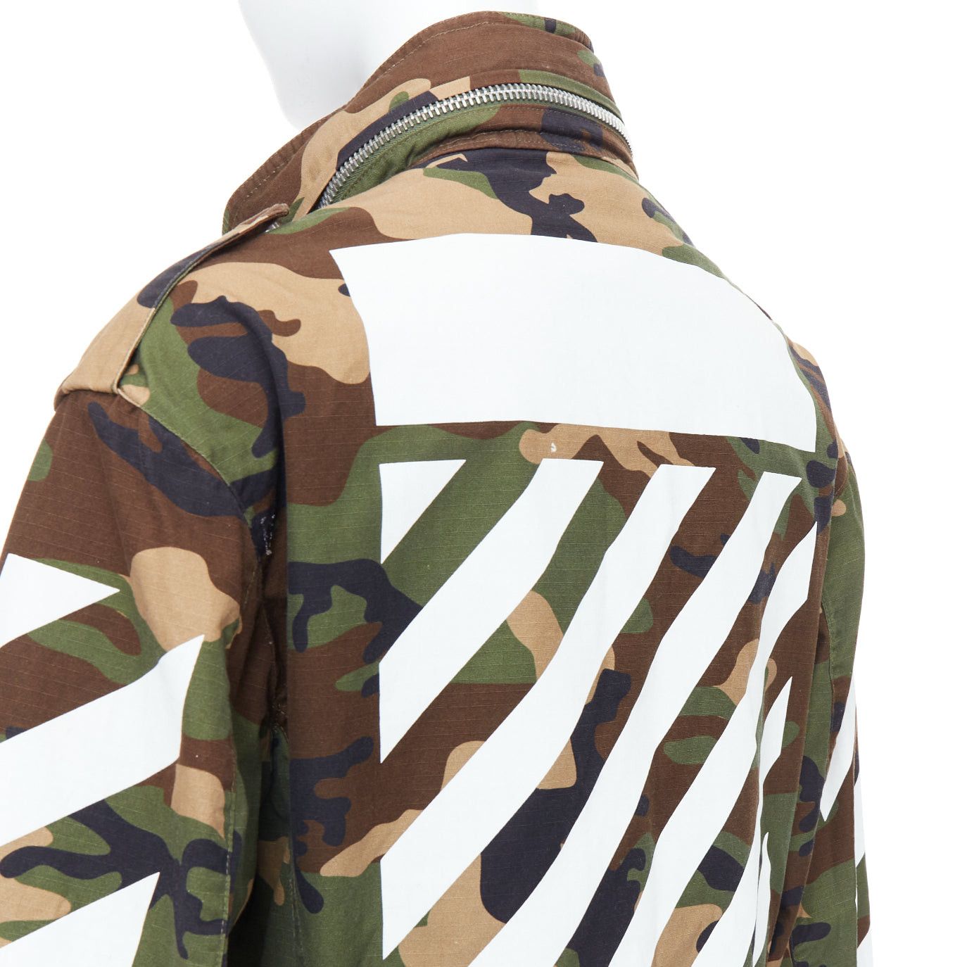 Off-White OFF WHITE Virgil Abloh green Camo cotton white logo field jacket M Size M / US 6-8 / IT 42-44 - 8 Thumbnail