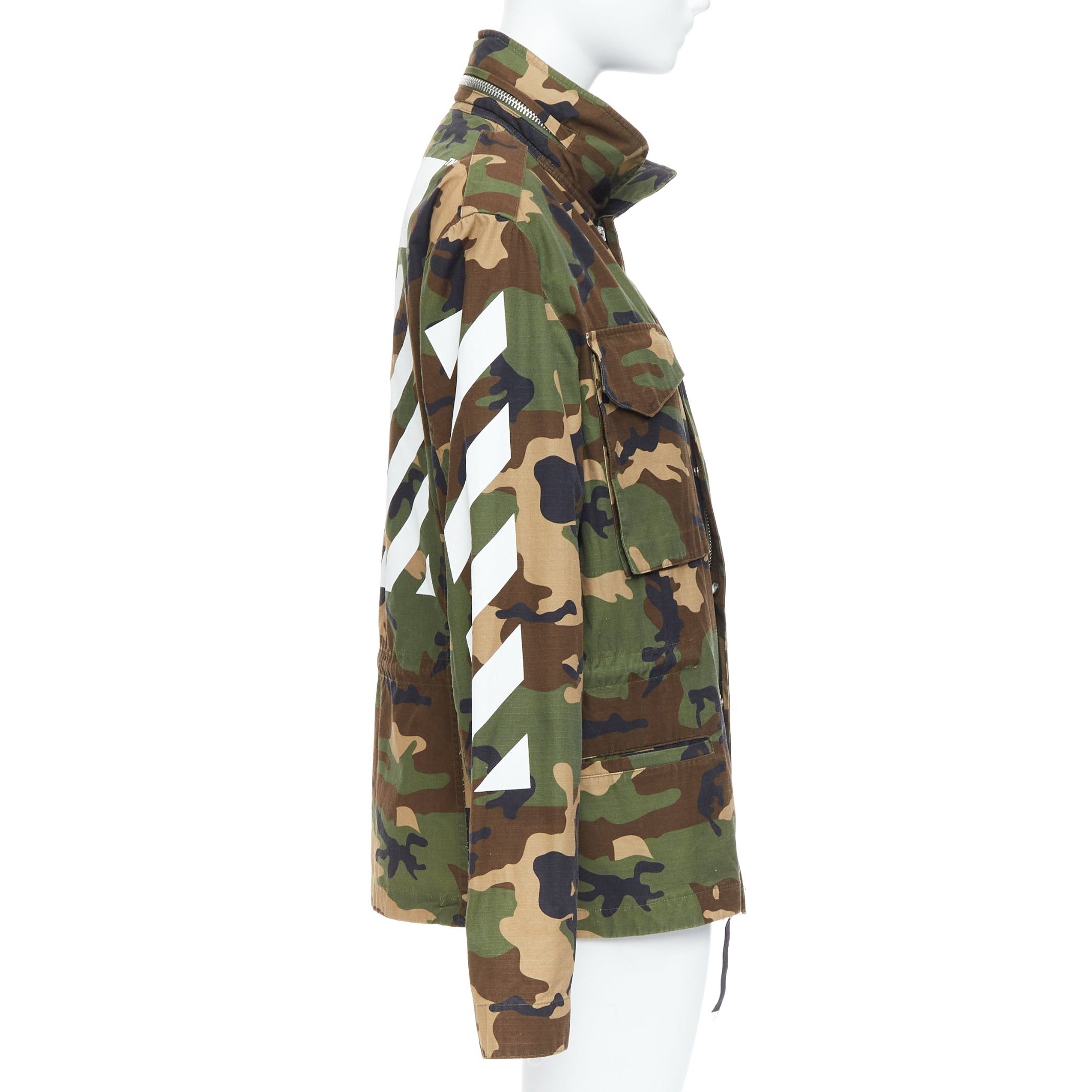 Off-White OFF WHITE Virgil Abloh green Camo cotton white logo field jacket M Size M / US 6-8 / IT 42-44 - 5 Thumbnail