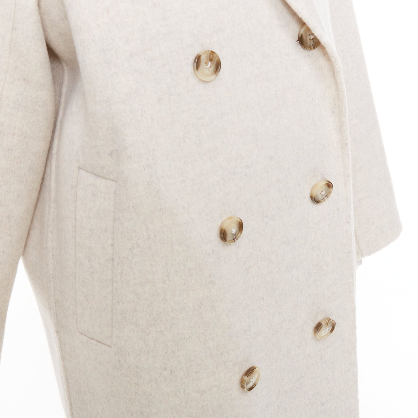 Loulou de Saison LOU LOU STUDIO Borneo light grey wool cashmere felt double breasted long coat XS Size S / US 4 / IT 40 - 2 Thumbnail