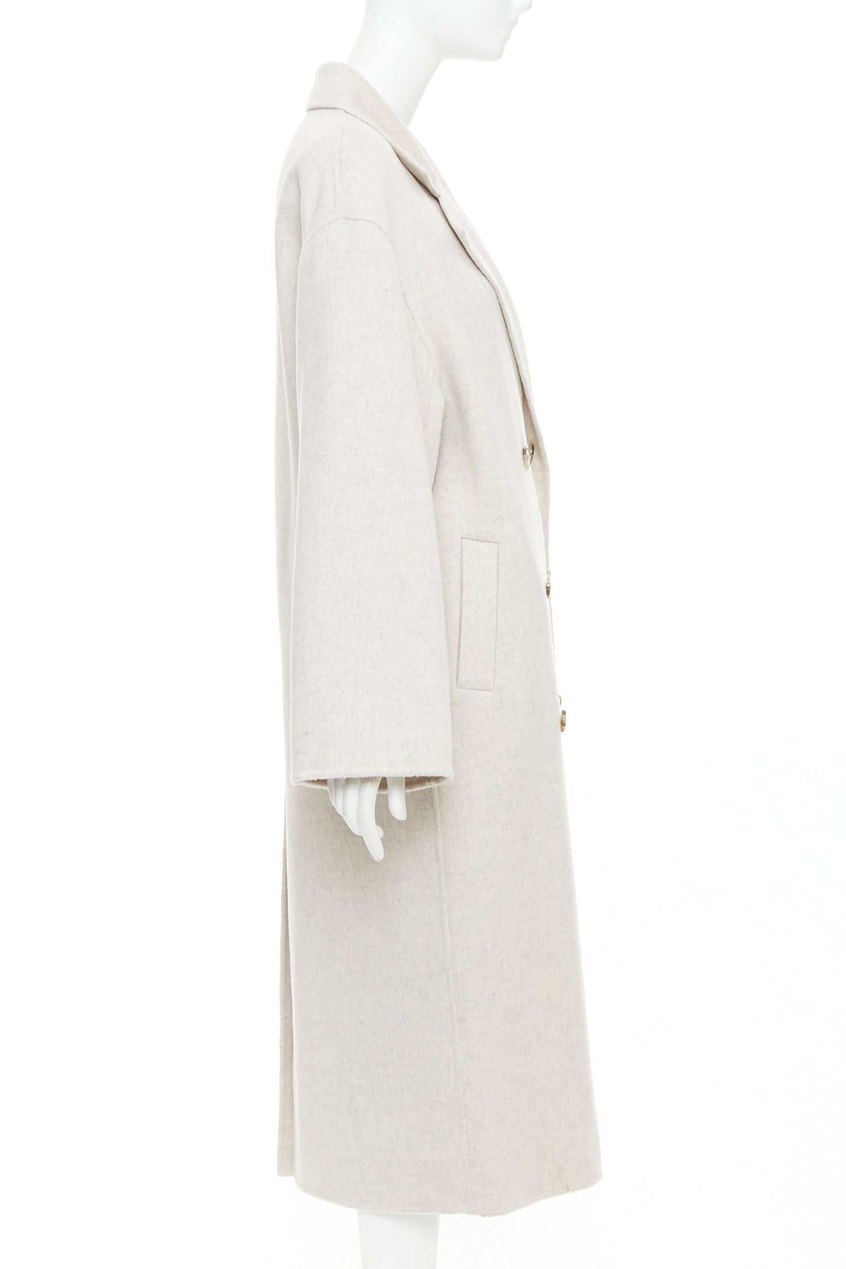 Loulou de Saison LOU LOU STUDIO Borneo light grey wool cashmere felt double breasted long coat XS Size S / US 4 / IT 40 - 5 Thumbnail