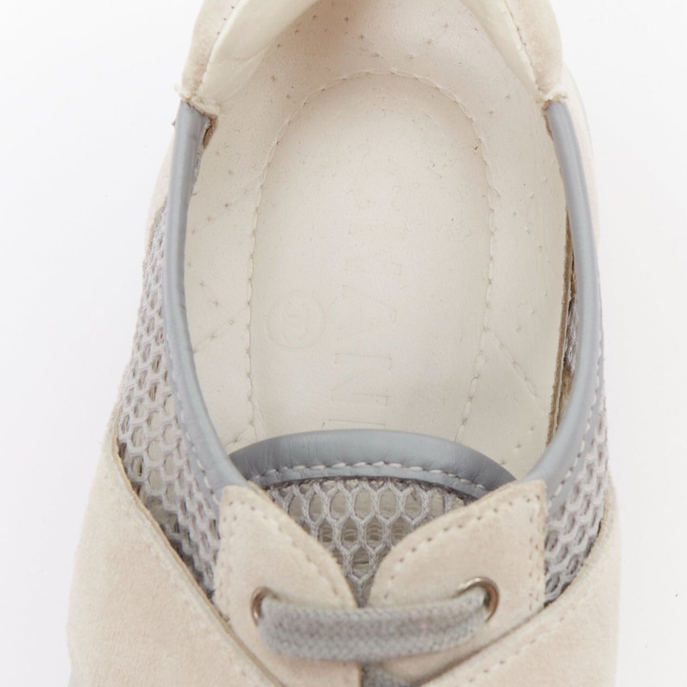 Chanel CHANEL 2015 grey mesh CC logo cream suede panelled sneakers EU36.5 Size US 6.5 / IT 36.5 - 9 Thumbnail