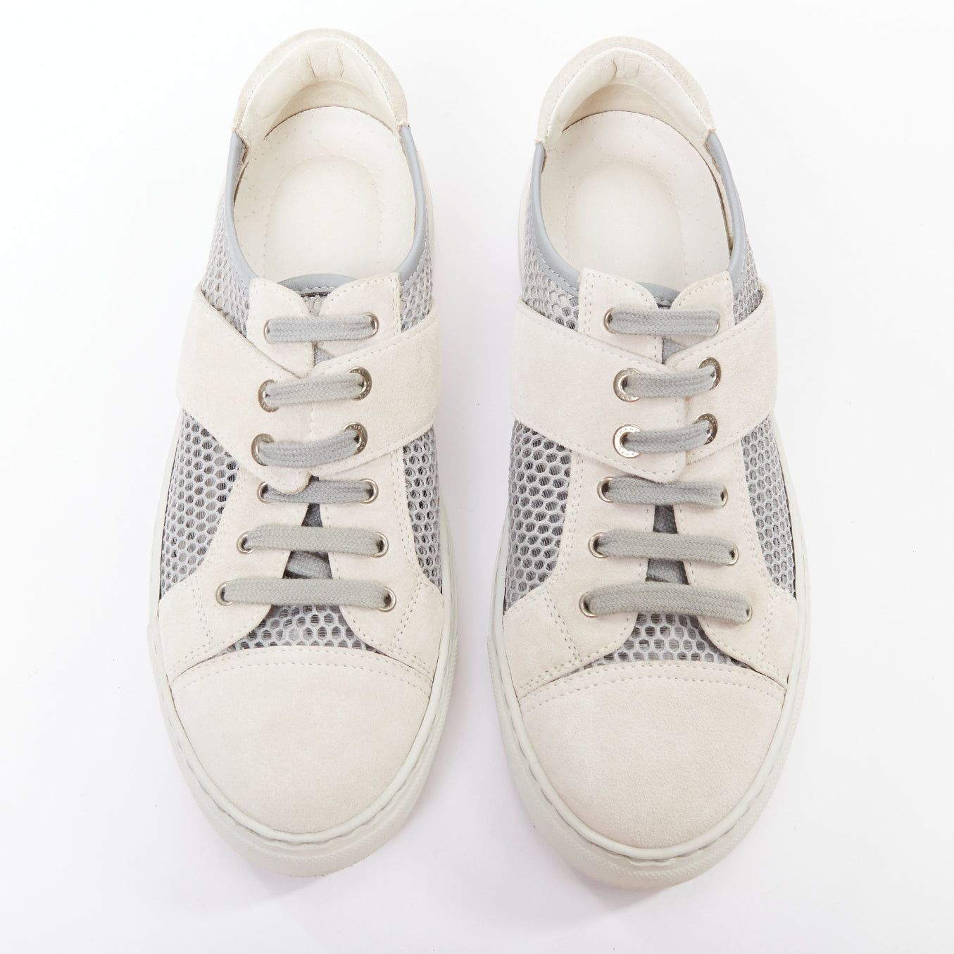 Chanel CHANEL 2015 grey mesh CC logo cream suede panelled sneakers EU36.5 Size US 6.5 / IT 36.5 - 3 Thumbnail