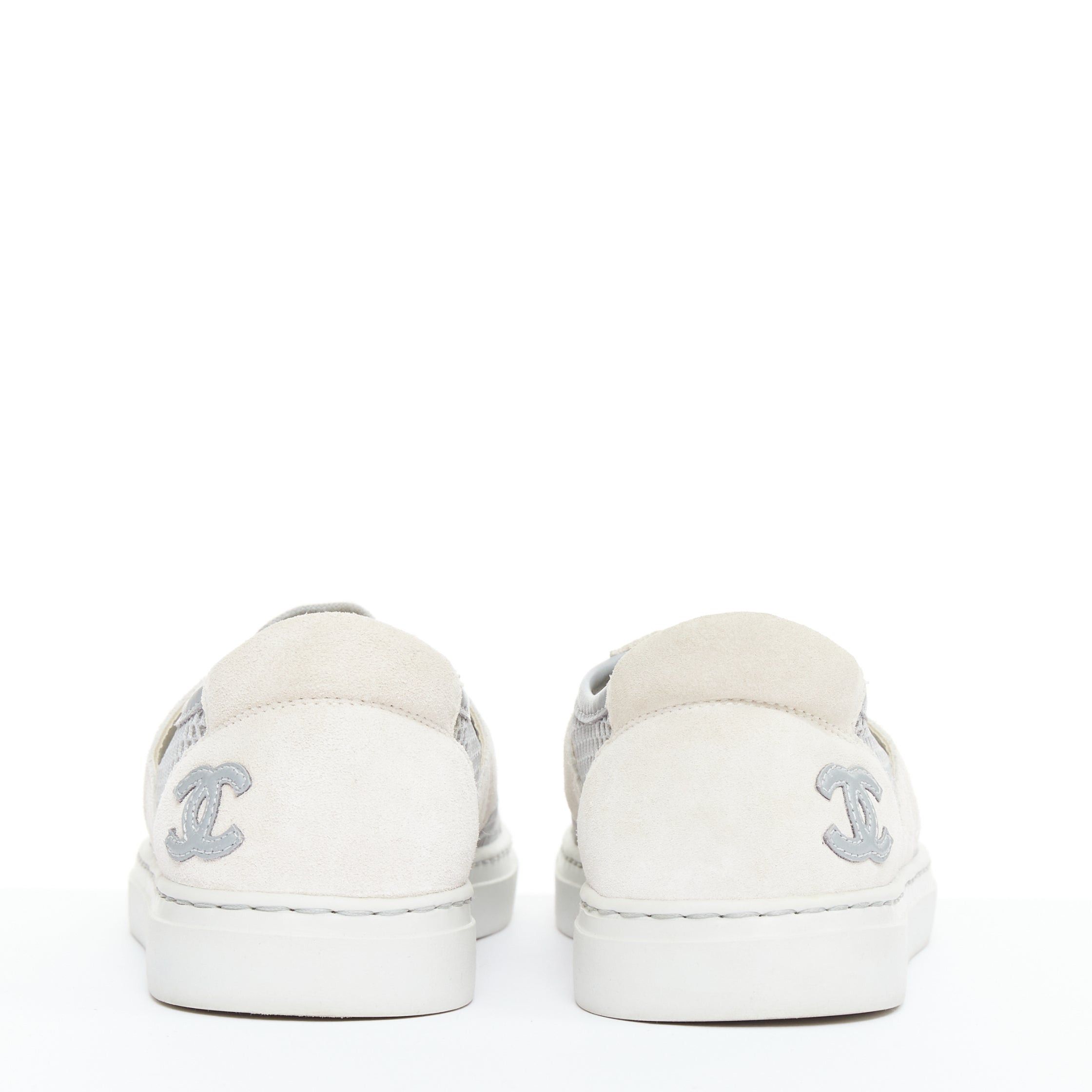 Chanel CHANEL 2015 grey mesh CC logo cream suede panelled sneakers EU36.5 Size US 6.5 / IT 36.5 - 5 Thumbnail