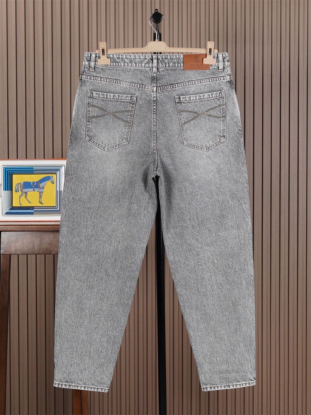 Brunello Cucinelli Brunello Cucinelli Men's Gray Straight Jeans - dmc Size US 38 / EU 54 - 2 Thumbnail