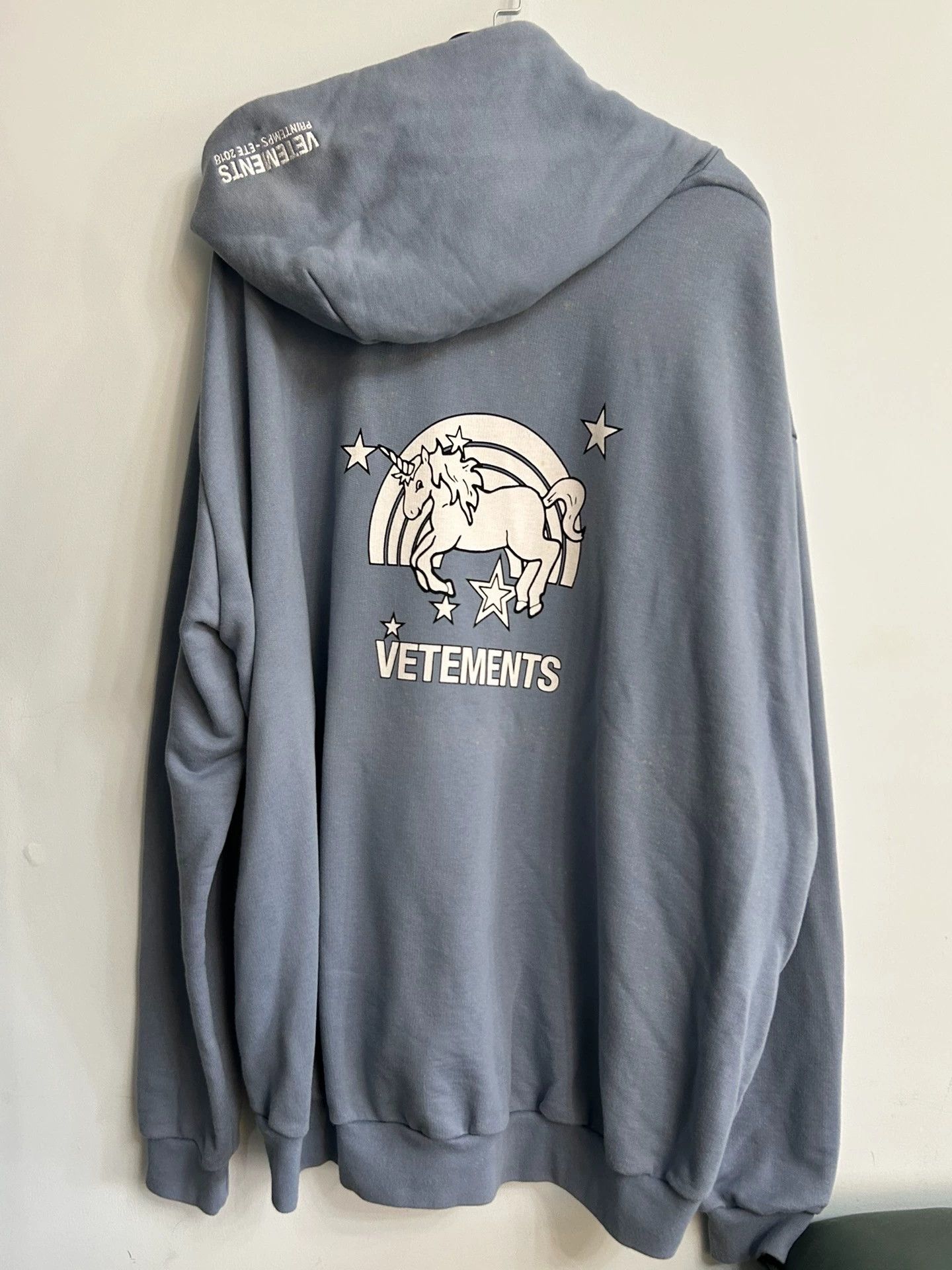 Vetements Vetements Blue Unicorn Hoodie - dmc Size US M / EU 48-50 / 2 - 2 Thumbnail