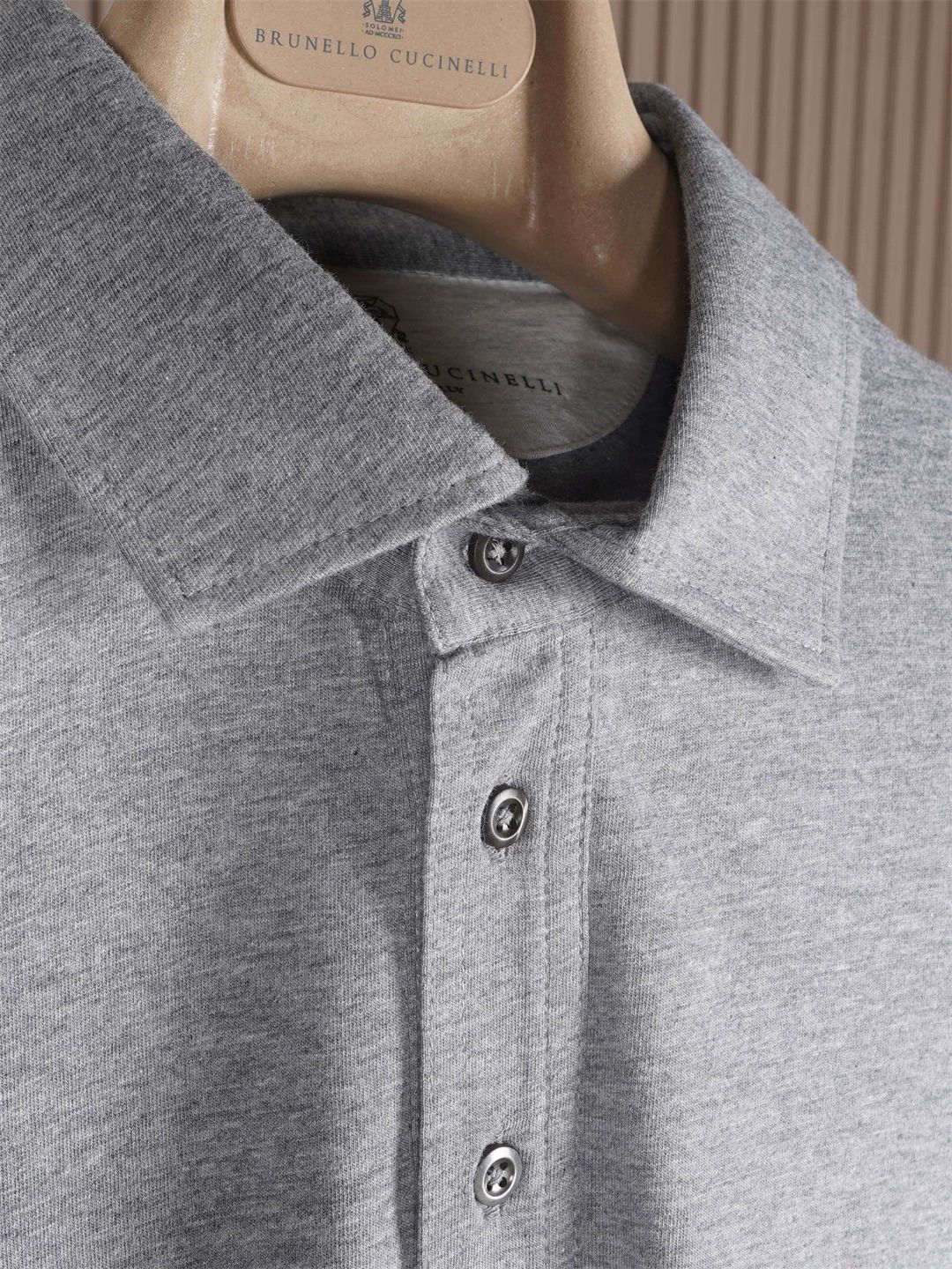 Brunello Cucinelli Brunello Cucinelli Men's Grey Polo - dmc Size US XL / EU 56 / 4 - 2 Thumbnail