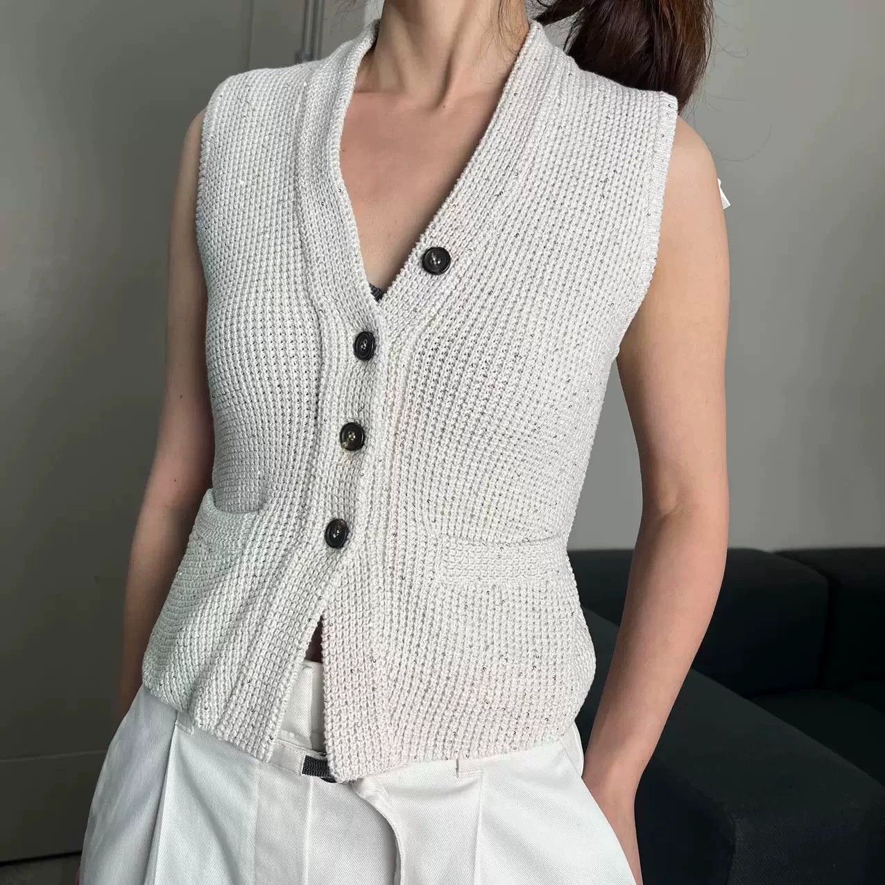 Brunello Cucinelli Brunello Cucinelli Beaded Waistcoat Vest - dmc Size US XXS / EU 40 - 6 Thumbnail
