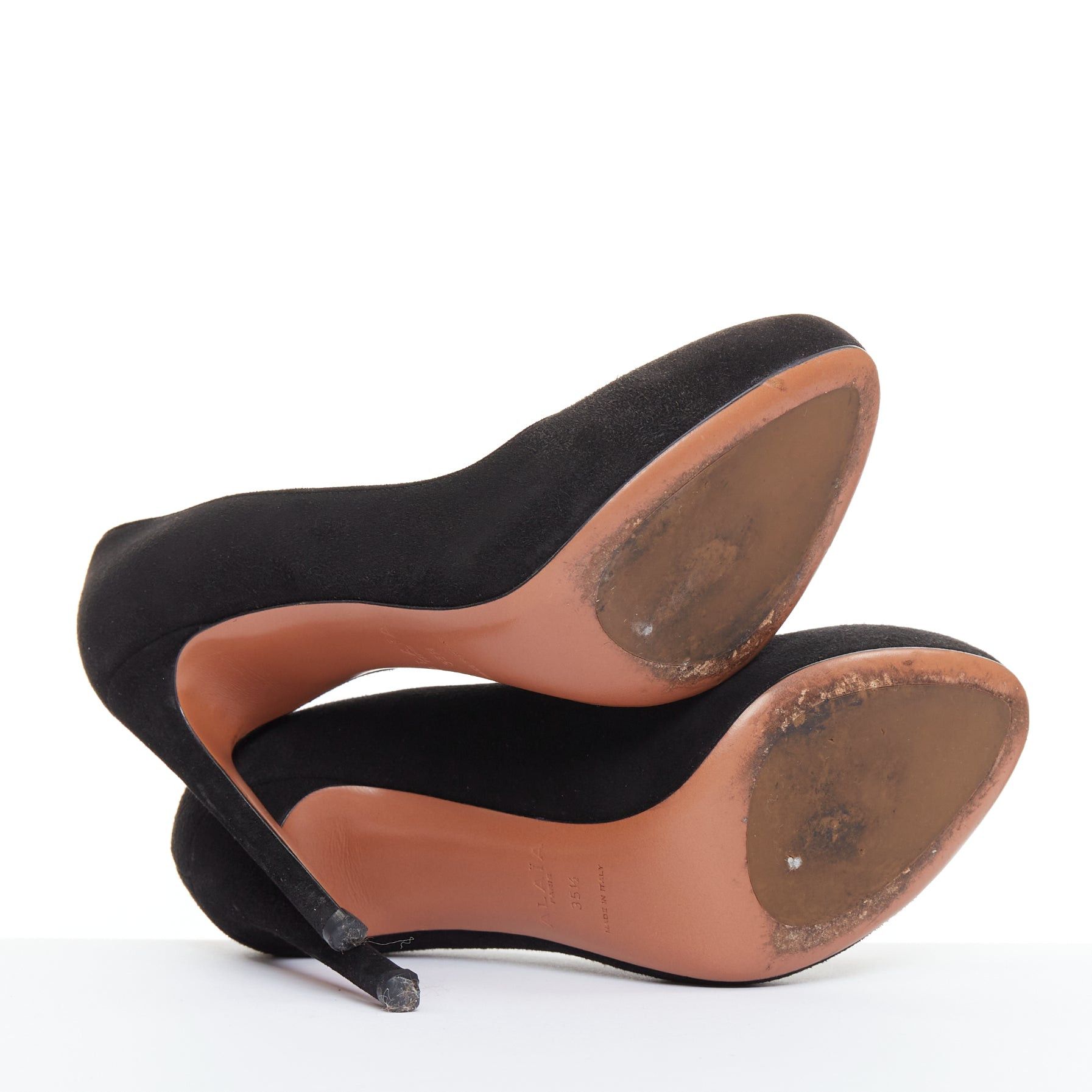 Alaia ALAIA black suede leather almond toe high heel court pumps EU35.5 Size US 5.5 / IT 35.5 - 11 Thumbnail