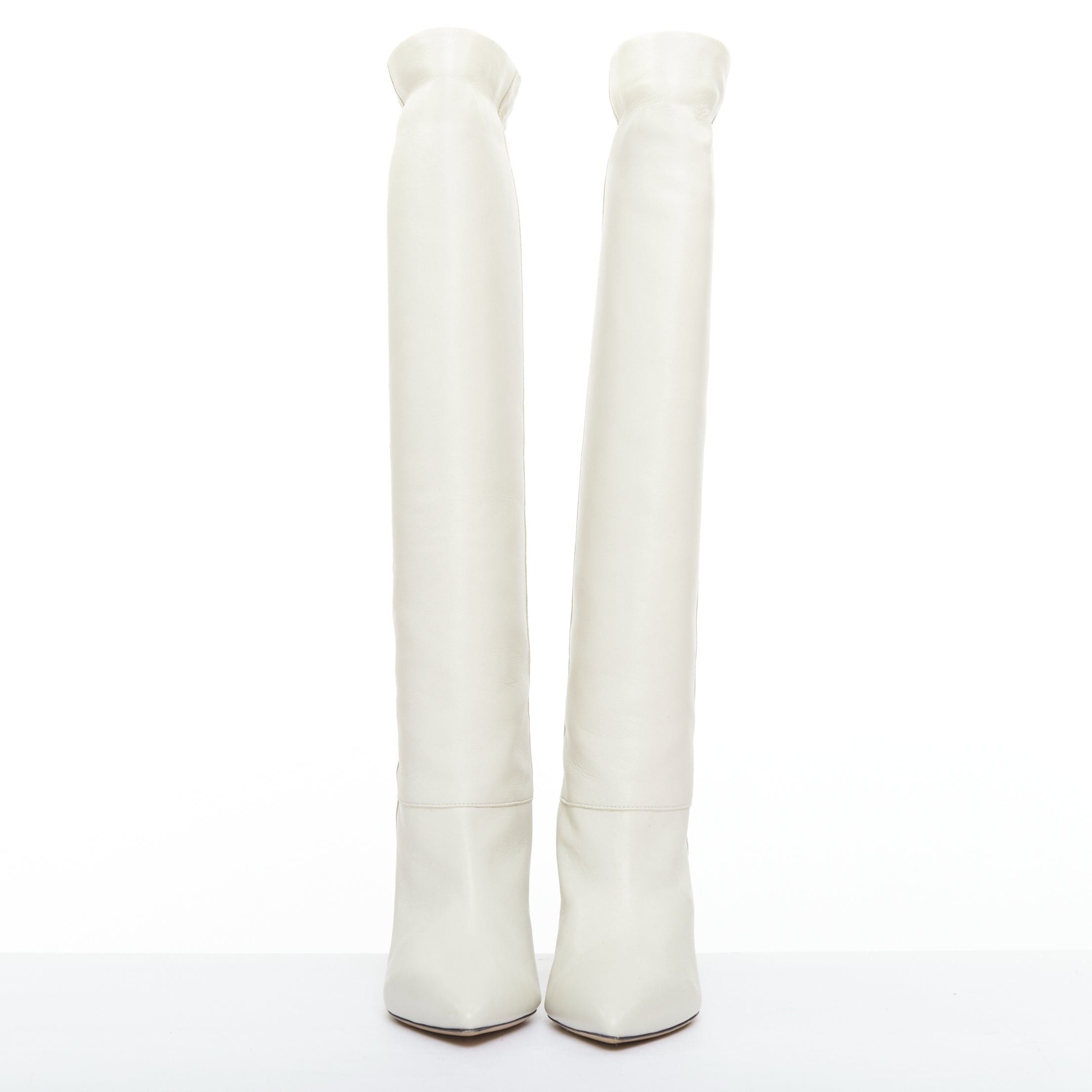 Isabel Marant ISABEL MARANT Loens chalk beige lamb leather cone heel high boots EU37 Size US 7 / IT 37 - 3 Thumbnail