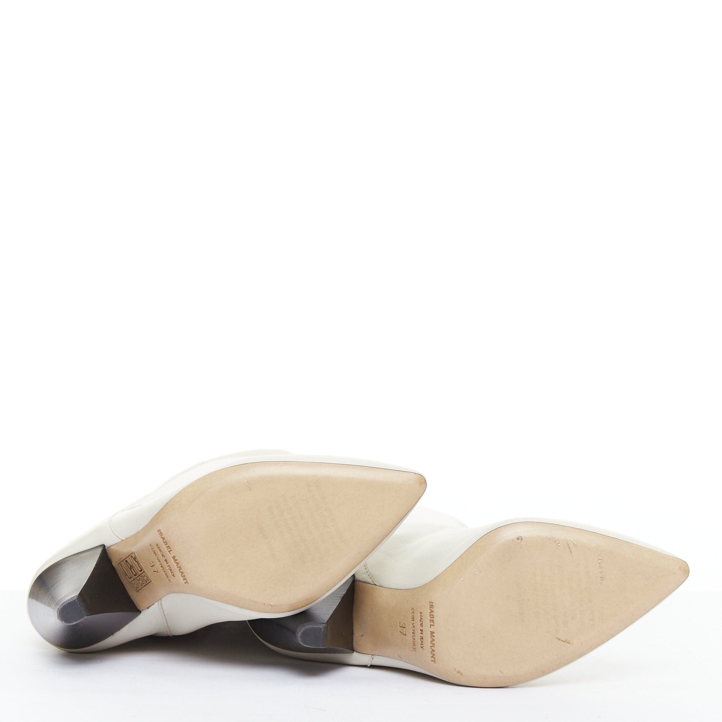 Isabel Marant ISABEL MARANT Loens chalk beige lamb leather cone heel high boots EU37 Size US 7 / IT 37 - 10 Thumbnail
