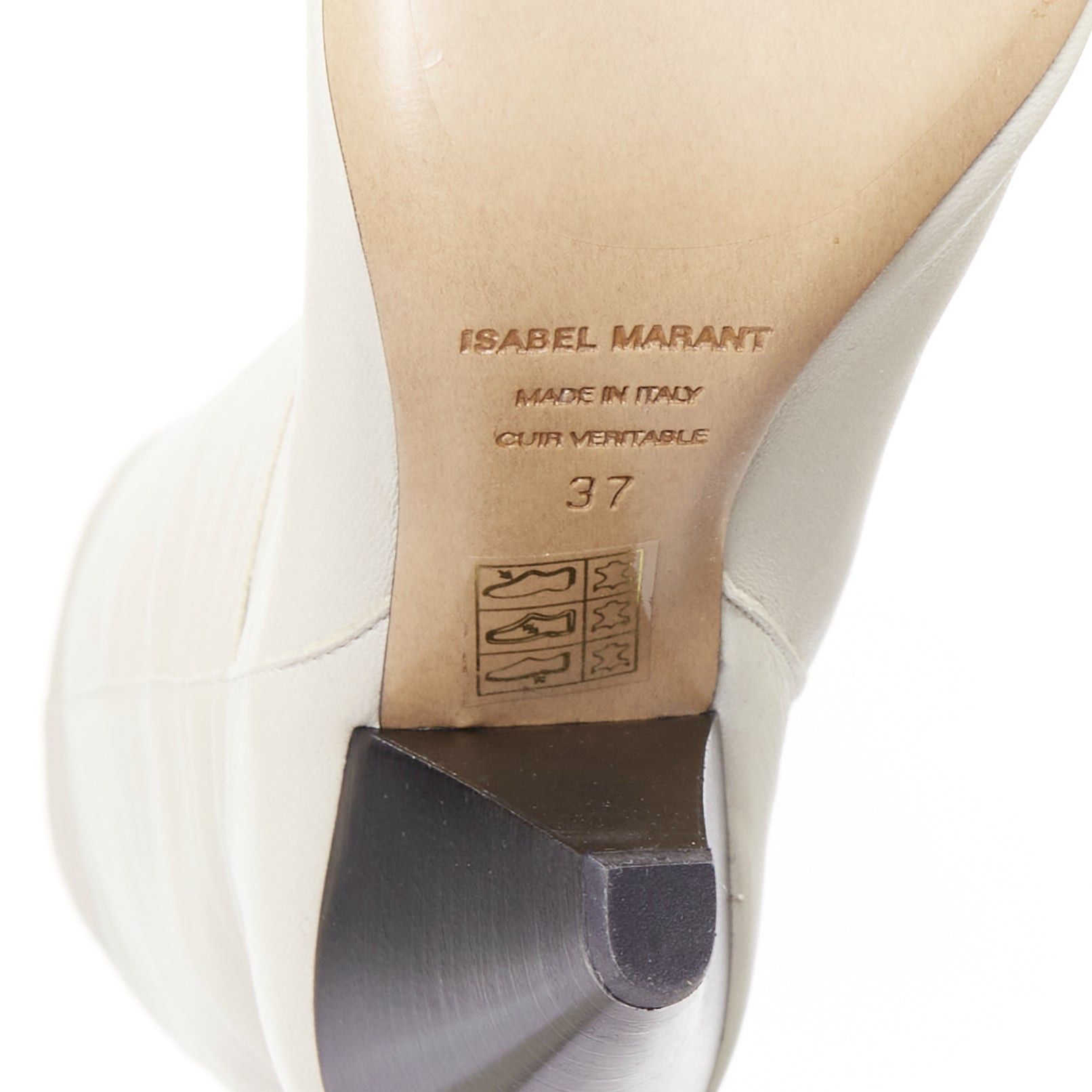 Isabel Marant ISABEL MARANT Loens chalk beige lamb leather cone heel high boots EU37 Size US 7 / IT 37 - 9 Thumbnail