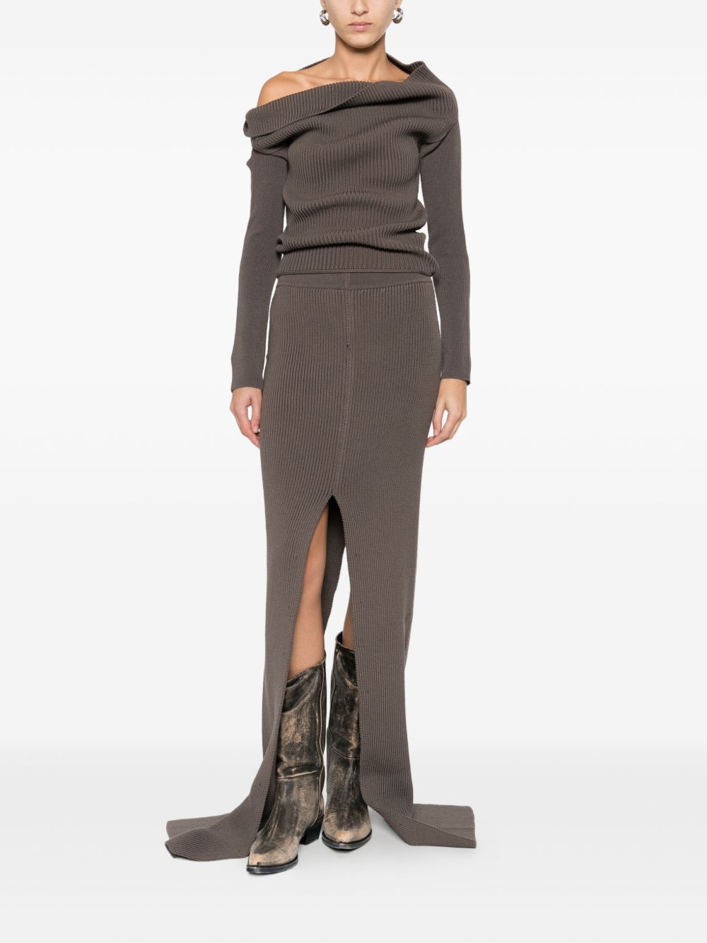 Rick Owens WOOL OFF-SHOULDER SWEATER Size S / US 4 / IT 40 - 5 Thumbnail