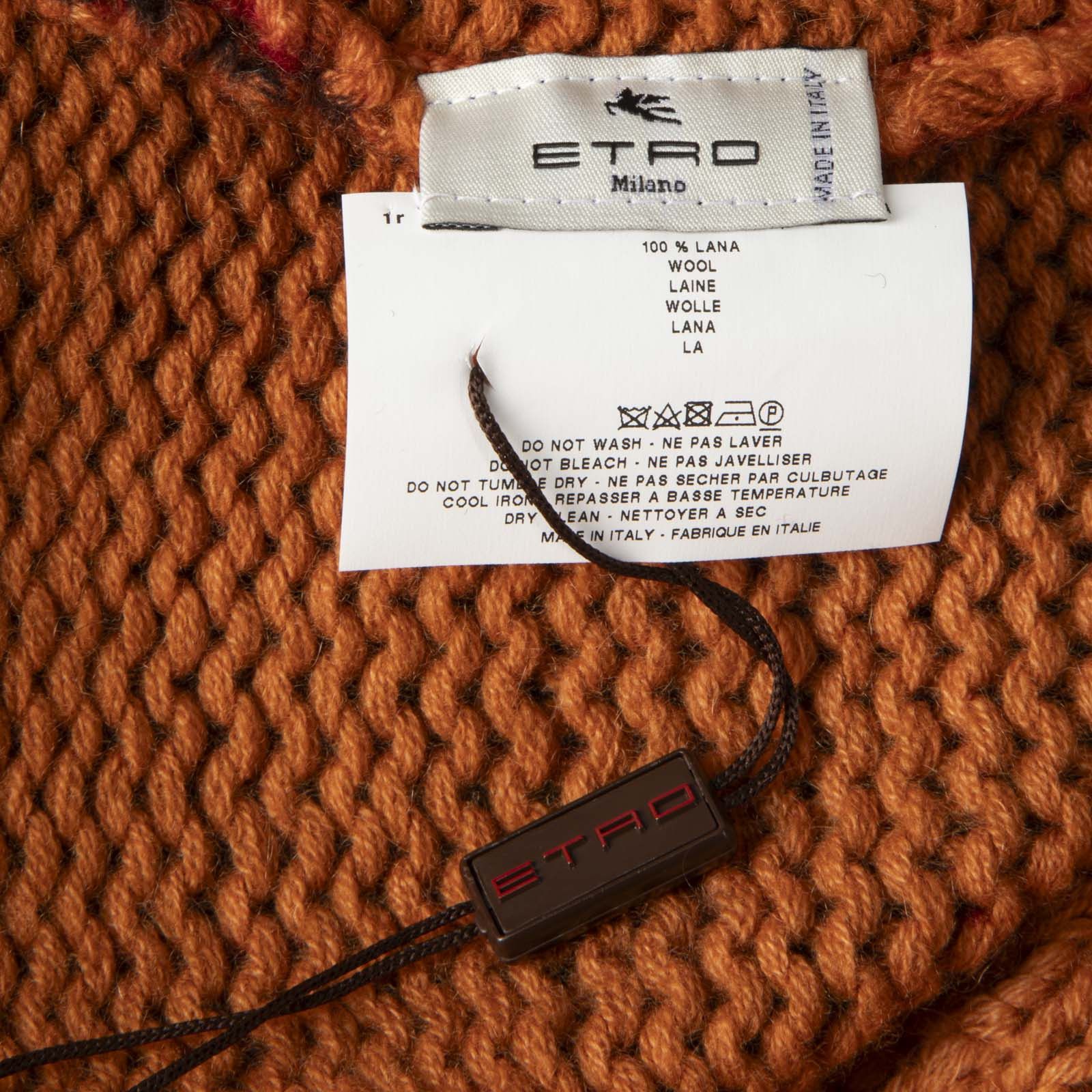Etro Orange Wool Knit V-Neck Jumper Size S / US 4 / IT 40 - 4 Thumbnail