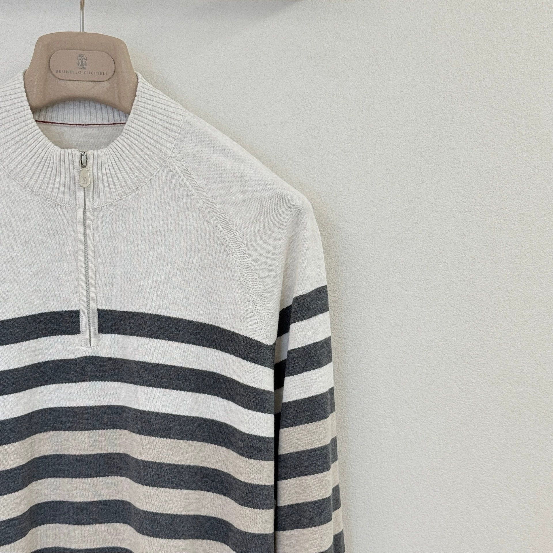 Brunello Cucinelli Brunello Cucinelli Striped Zip Sweater - dmc Size US L / EU 52-54 / 3 - 4 Thumbnail