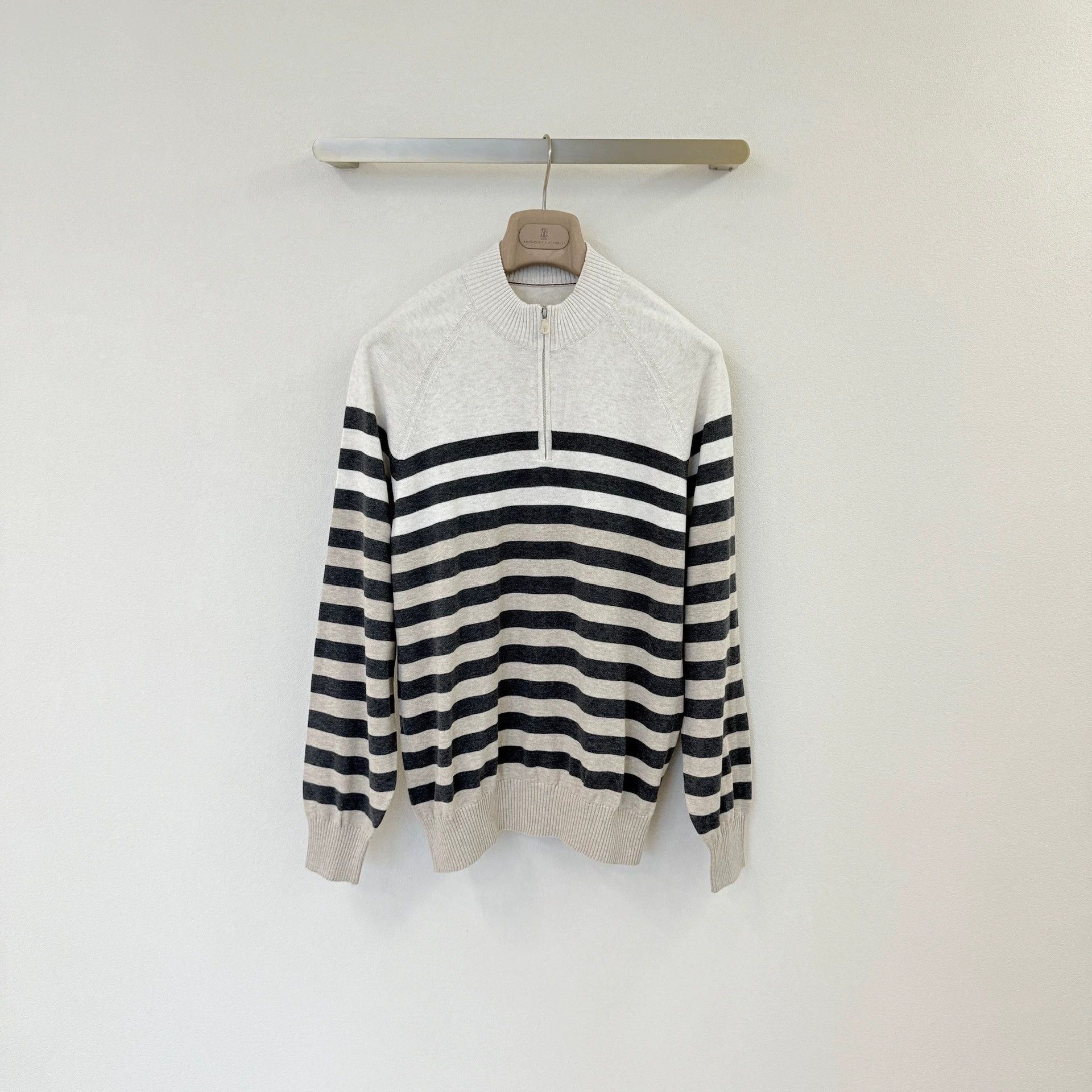 Brunello Cucinelli Brunello Cucinelli Striped Zip Sweater - dmc Size US L / EU 52-54 / 3 - 2 Thumbnail