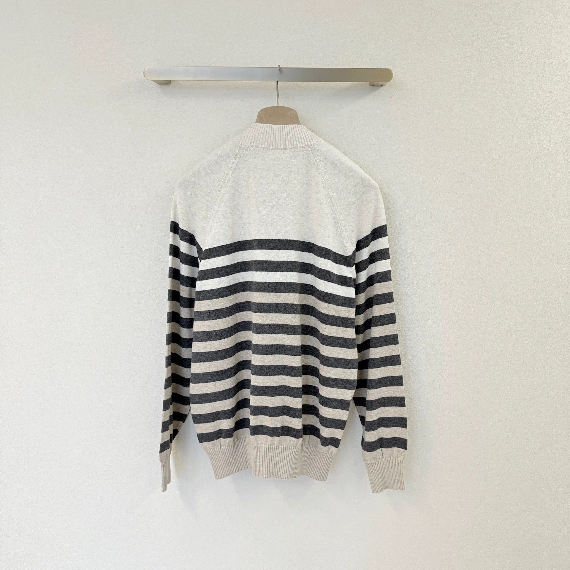 Brunello Cucinelli Brunello Cucinelli Striped Zip Sweater - dmc Size US L / EU 52-54 / 3 - 5 Thumbnail