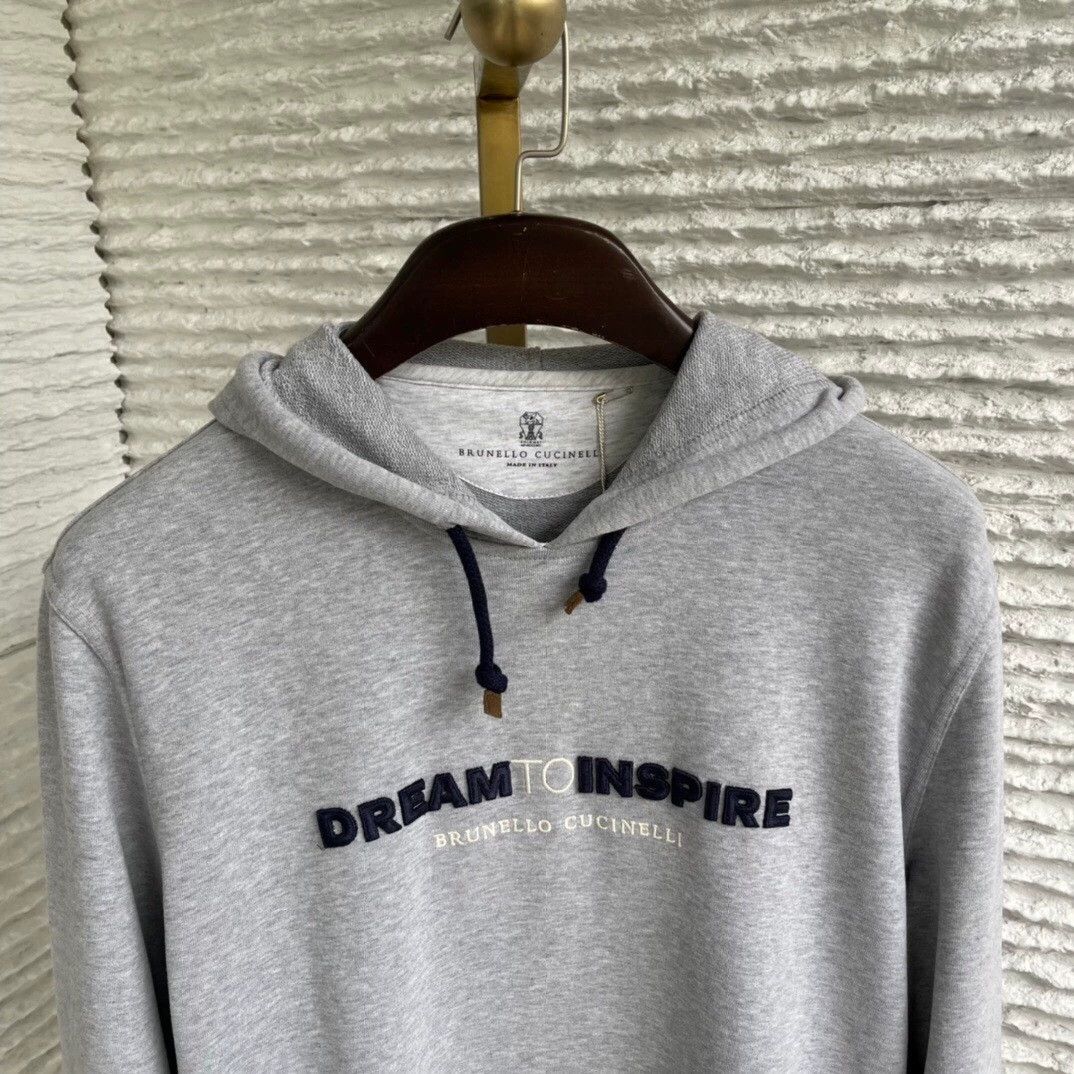 Brunello Cucinelli Brunello Cucinelli Gray Embroidered Hoodie - dmc Size US M / EU 48-50 / 2 - 4 Thumbnail