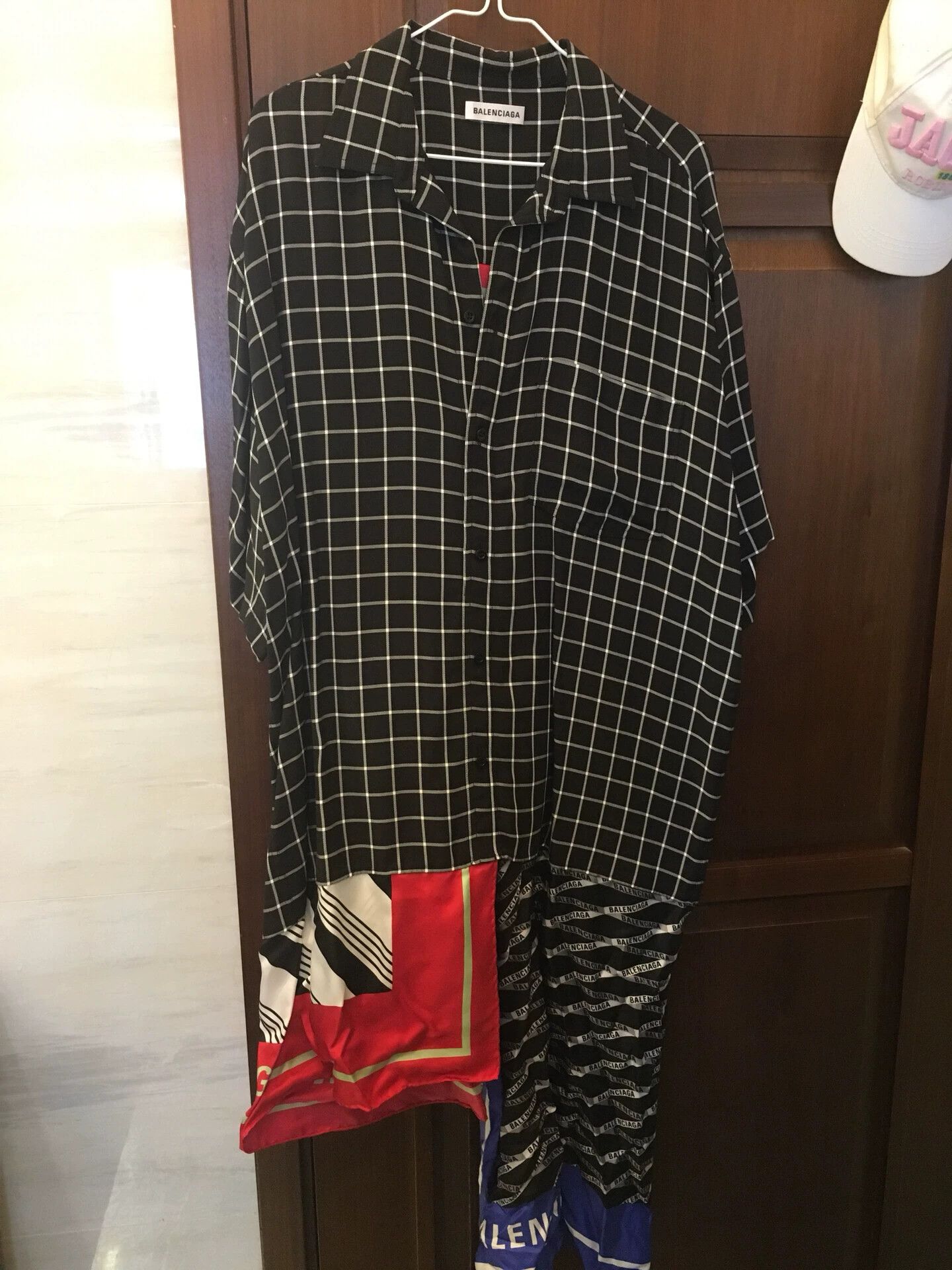 Balenciaga Balenciaga Asymmetric Plaid Shirt Dress - dmc Size US M / EU 48-50 / 2 - 5 Thumbnail