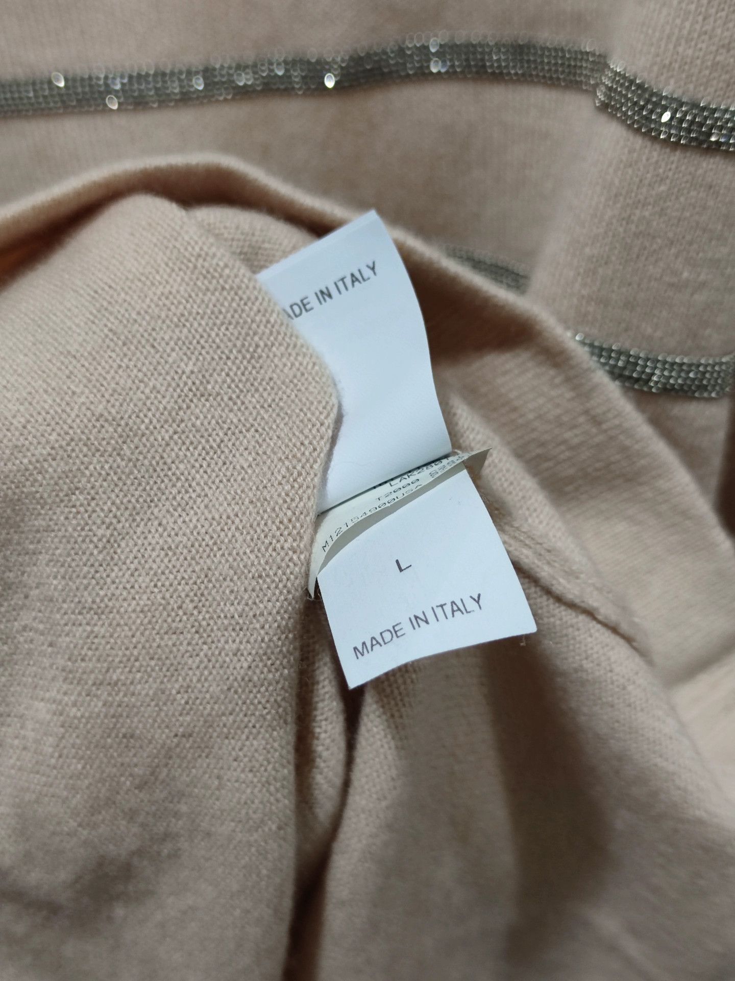Brunello Cucinelli Brunello Cucinelli Cashmere Beaded Sweater T-shirt - dmc Size US L / EU 52-54 / 3 - 7 Thumbnail
